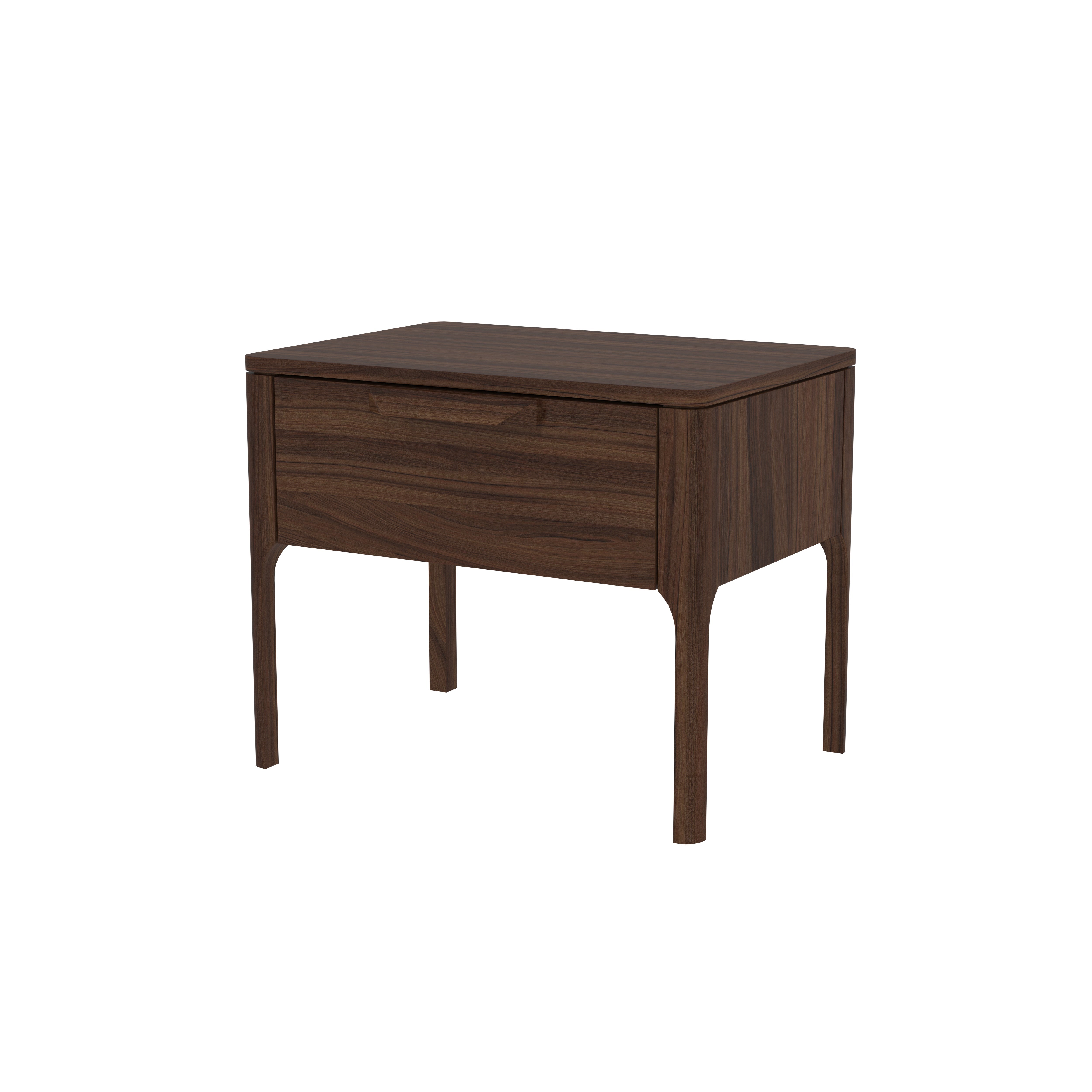 Mid-Century Modern Single Drawer Bedside Table with Recessed Handle Bedside