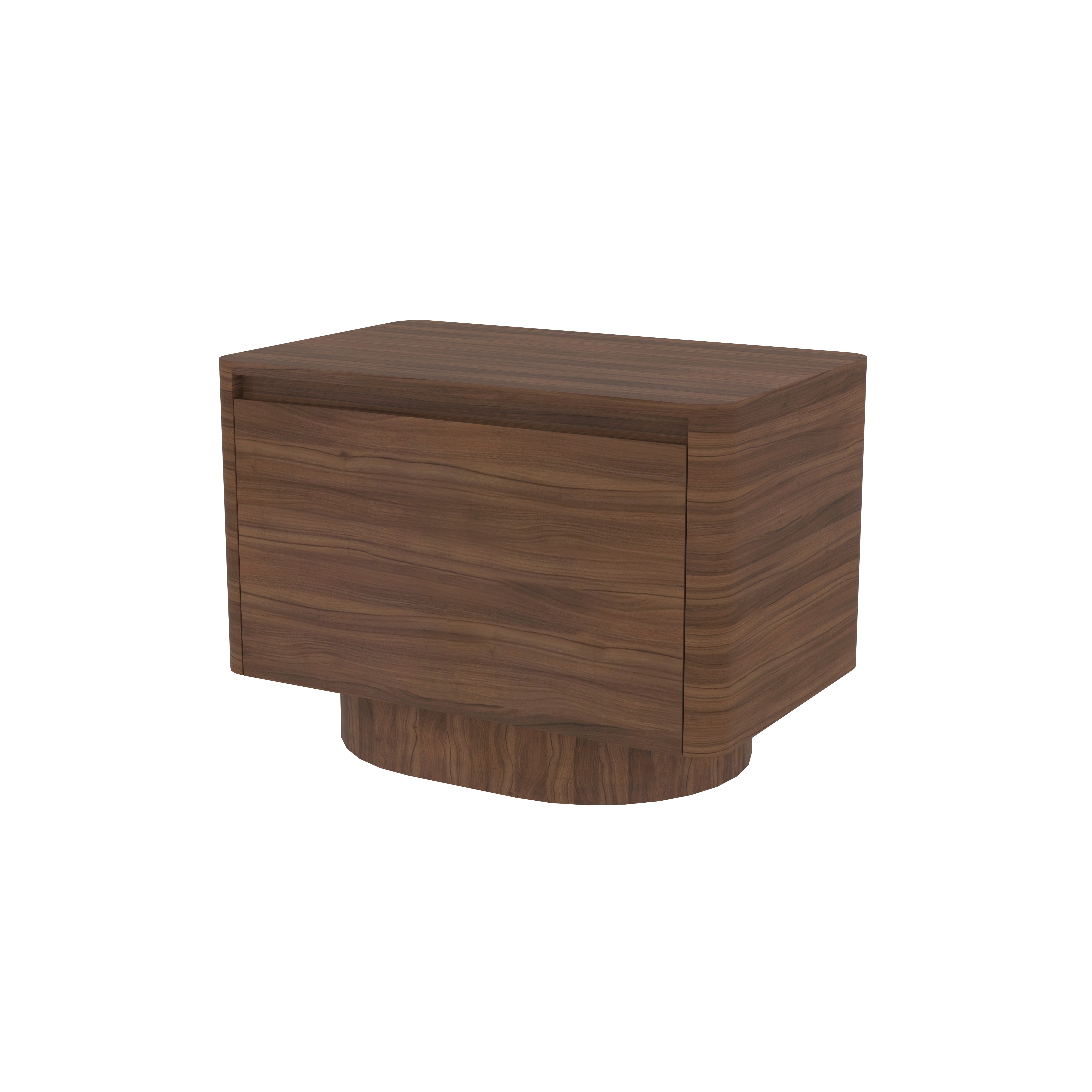 Modern Solid Wood Bedside Table with Single Drawer and Curved Base Bedside