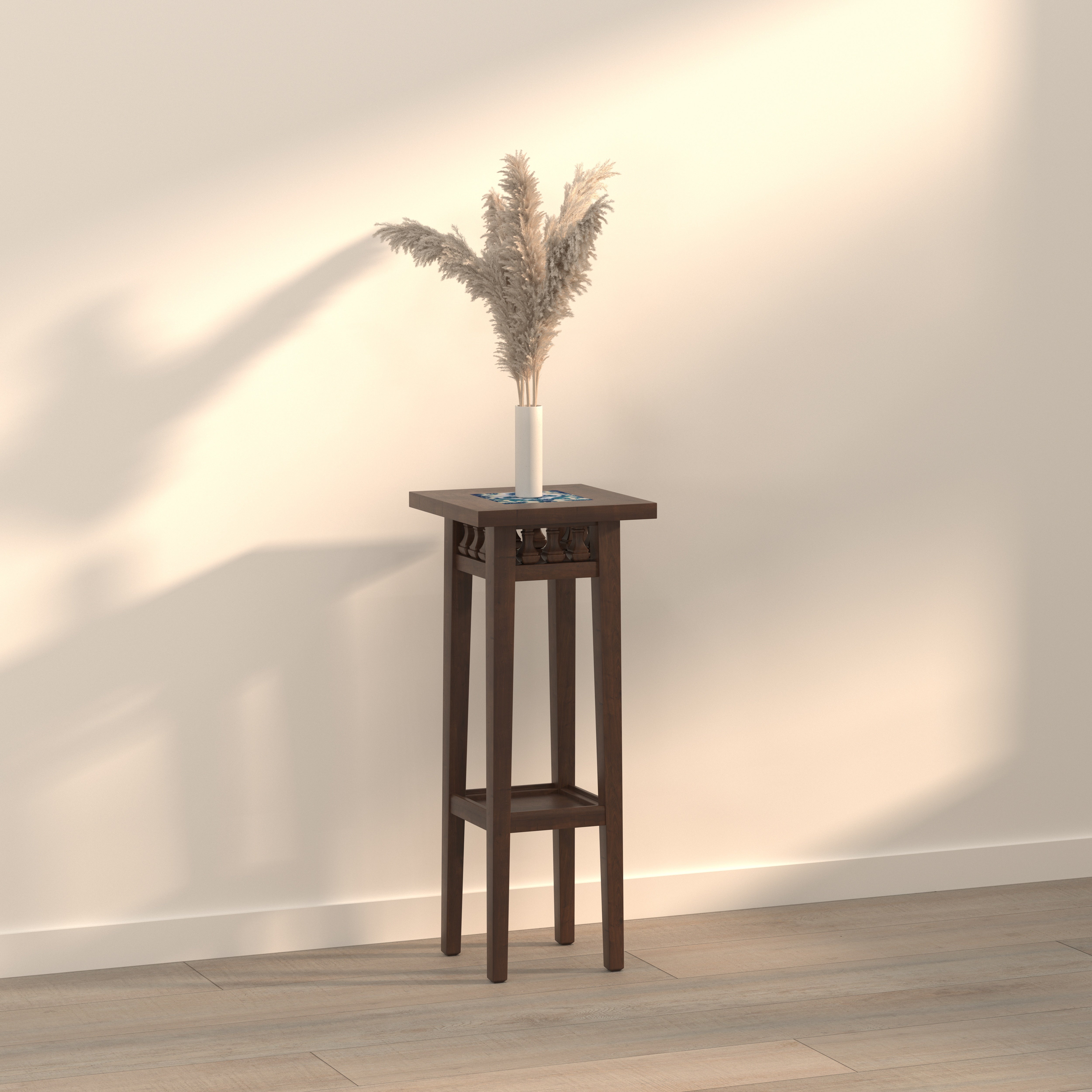 Heritage Tile Inlay Pedestal Stand End Table