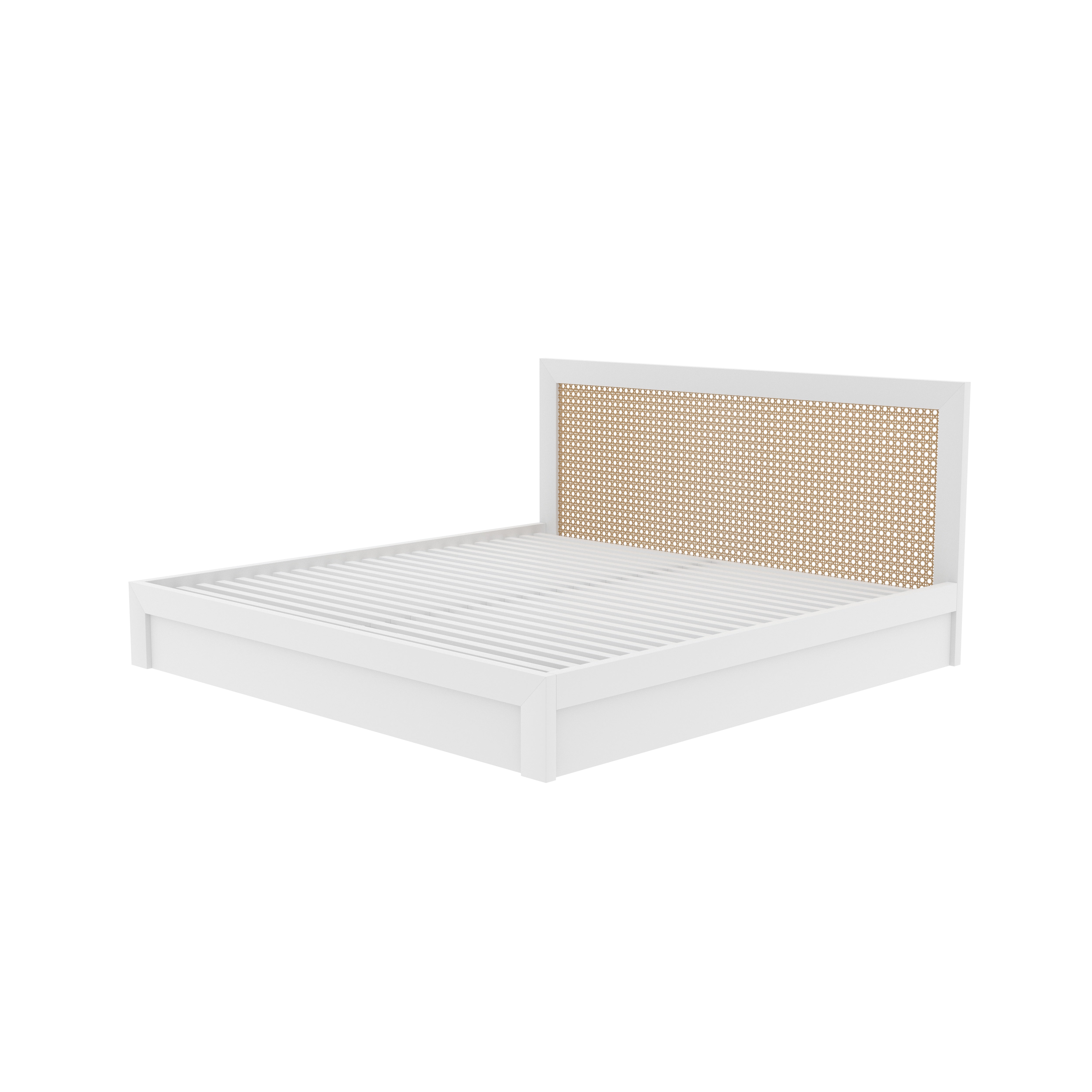 Stockholm Platform Bed with Full Cane Headboard Bed