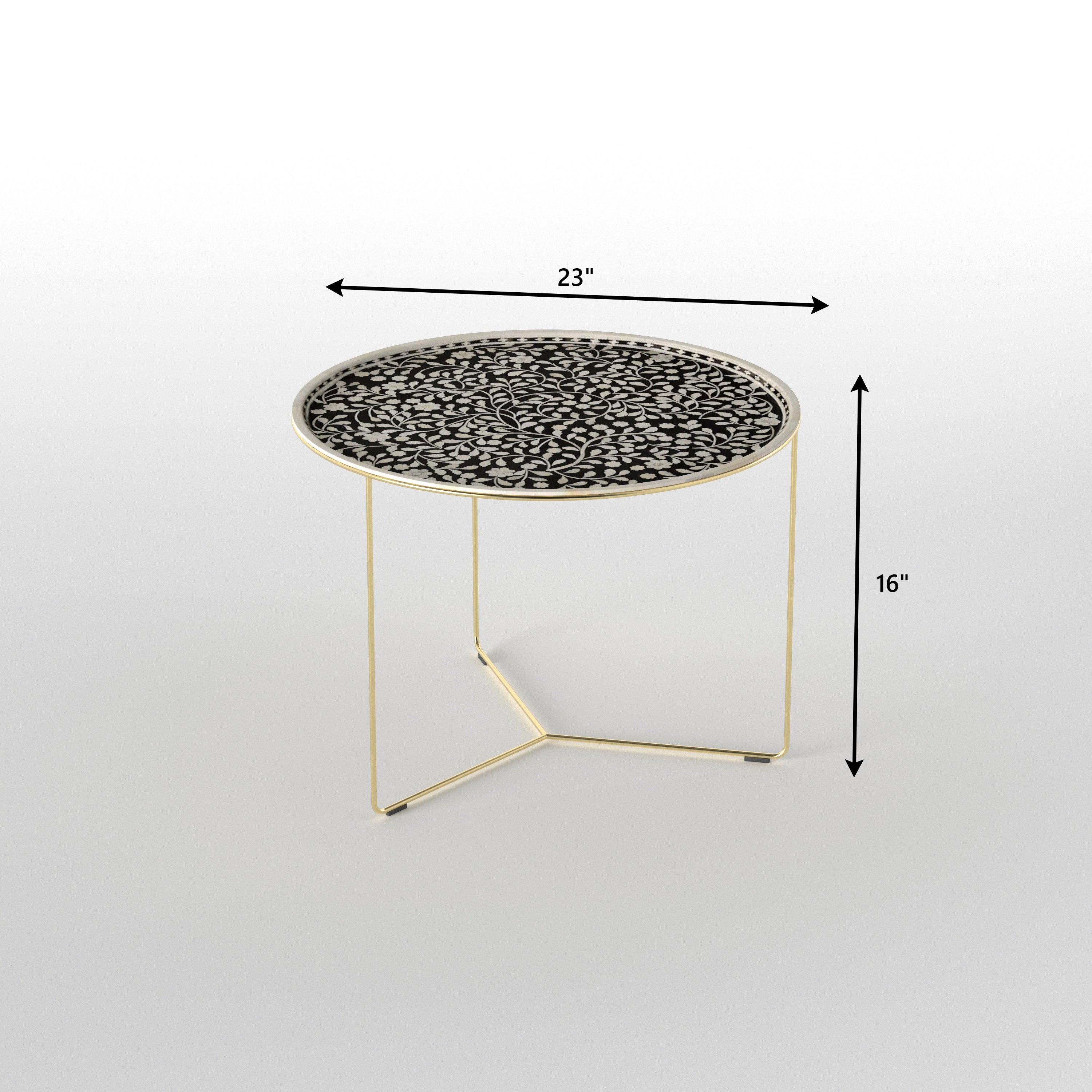 Organic Pattern Side Table - Hand-Painted Floral Design Coffee Table