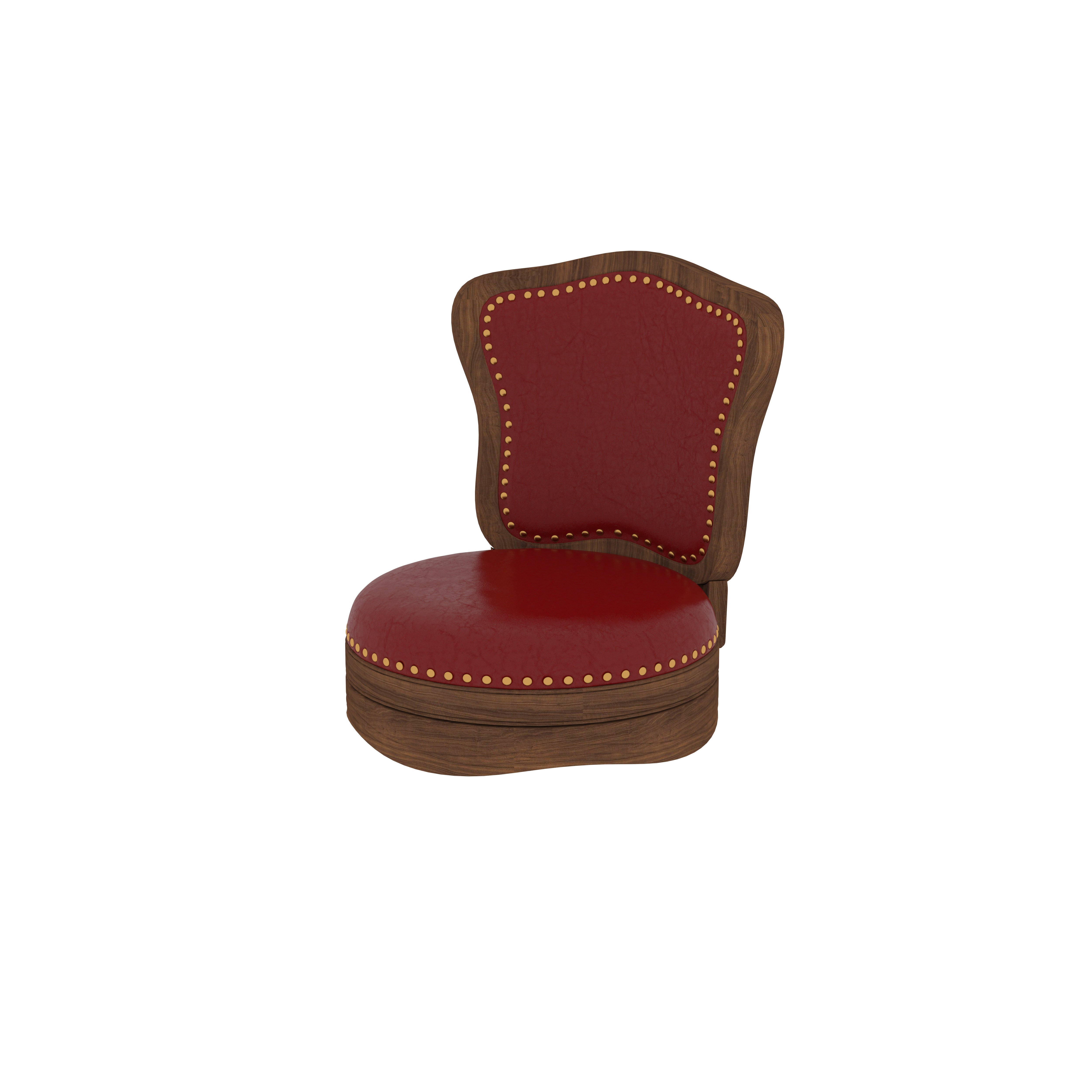 Handcrafted Wooden Dining Set - Carved Table with Red Rexine Upholstered Chairs (4 Seater) Dining Set