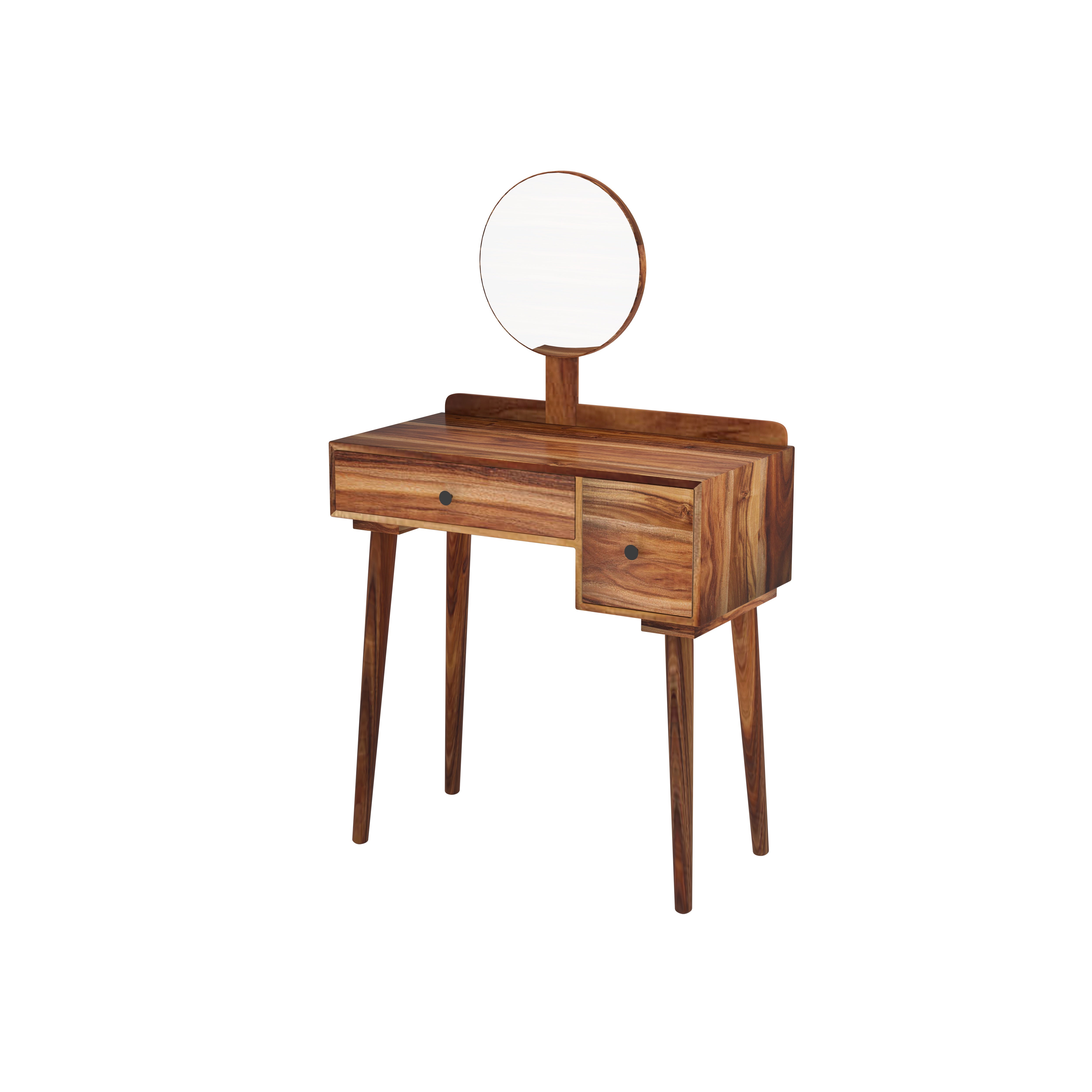 Mid-Century Modern Dressing Table with Round Mirror Dressing Table