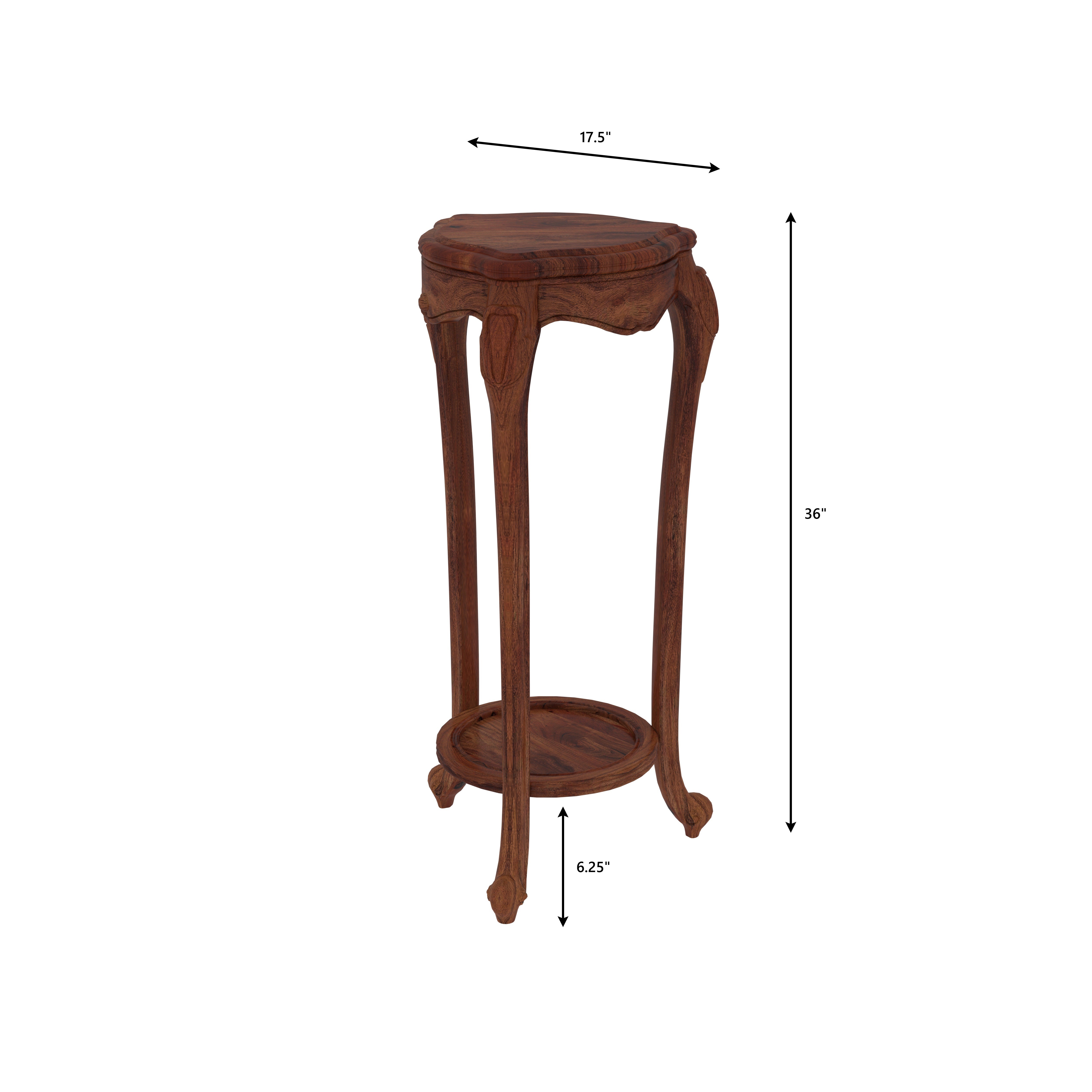Aurevielle European Luxury Pedestal Cabinet with Sculpted Wooden Base and Decorative Display Stand End Table