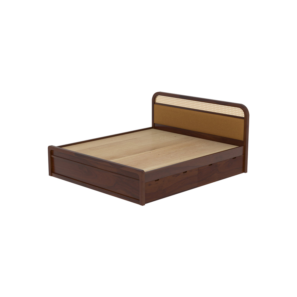 Rattan Cane King Size Drawer Storage Bed