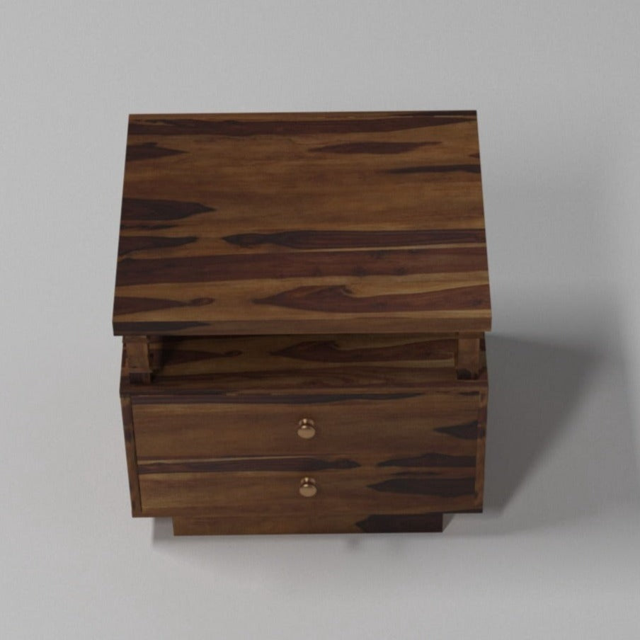 Pillared Dual Drawer Bedside Table Bedside