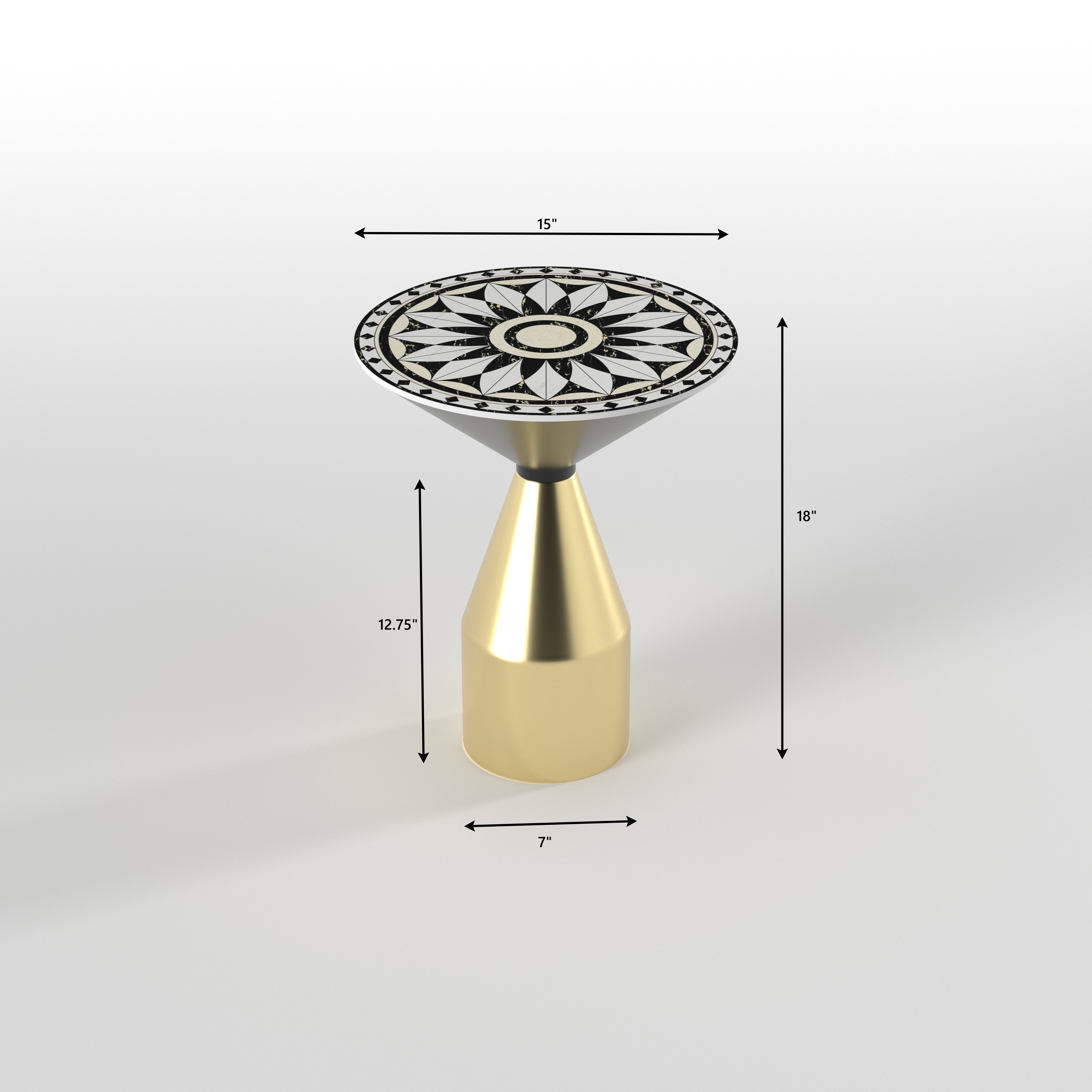 Compass Rose End Table - Hand-Painted Navigational Design End Table