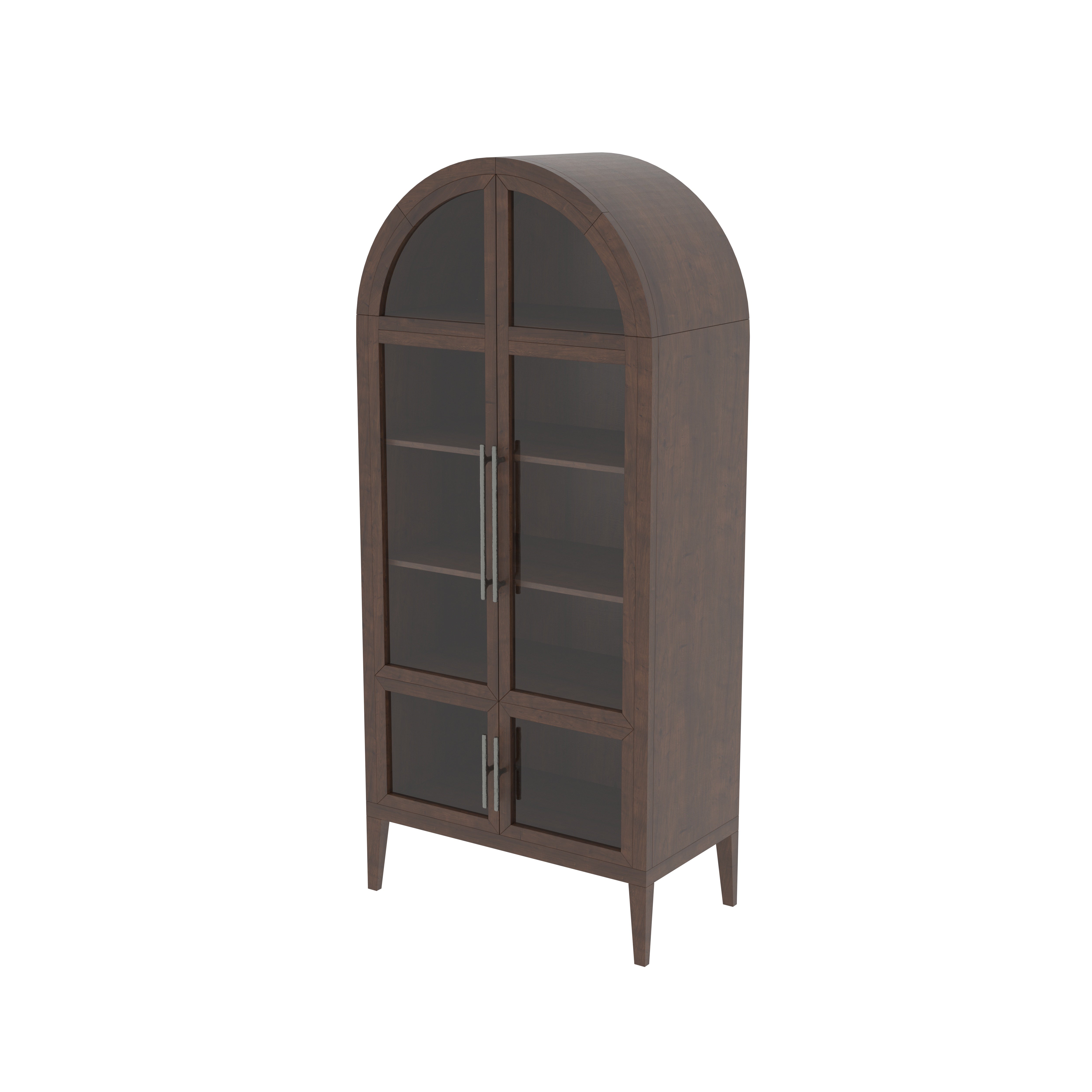 Alverro Grand Arch European Luxury Wardrobe with Glass Display Doors and Sculpted Wooden Frame Wardrobe