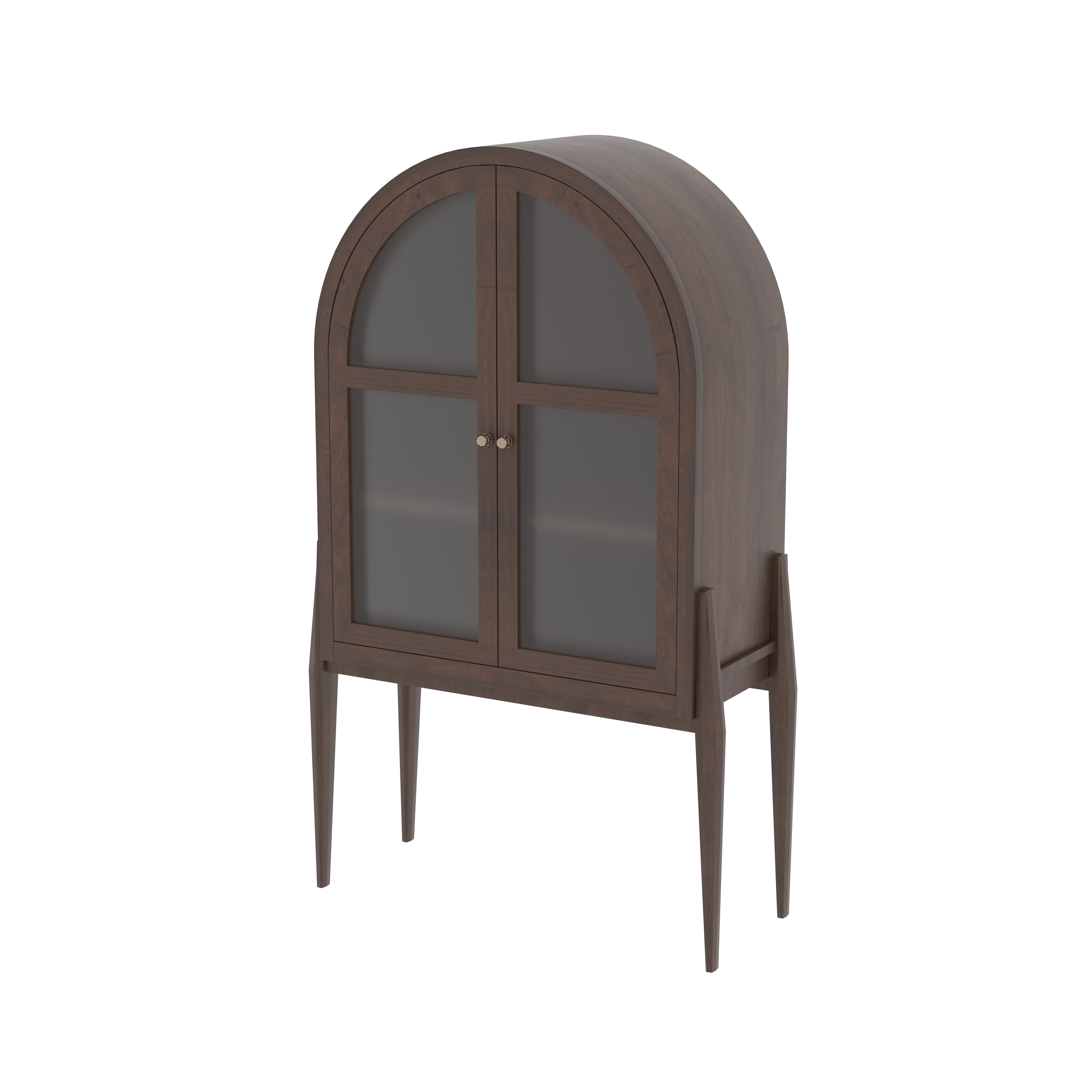 Lunarello Arch European Luxury Wardrobe with Frosted Glass Doors and Sculpted Wooden Frame Wardrobe