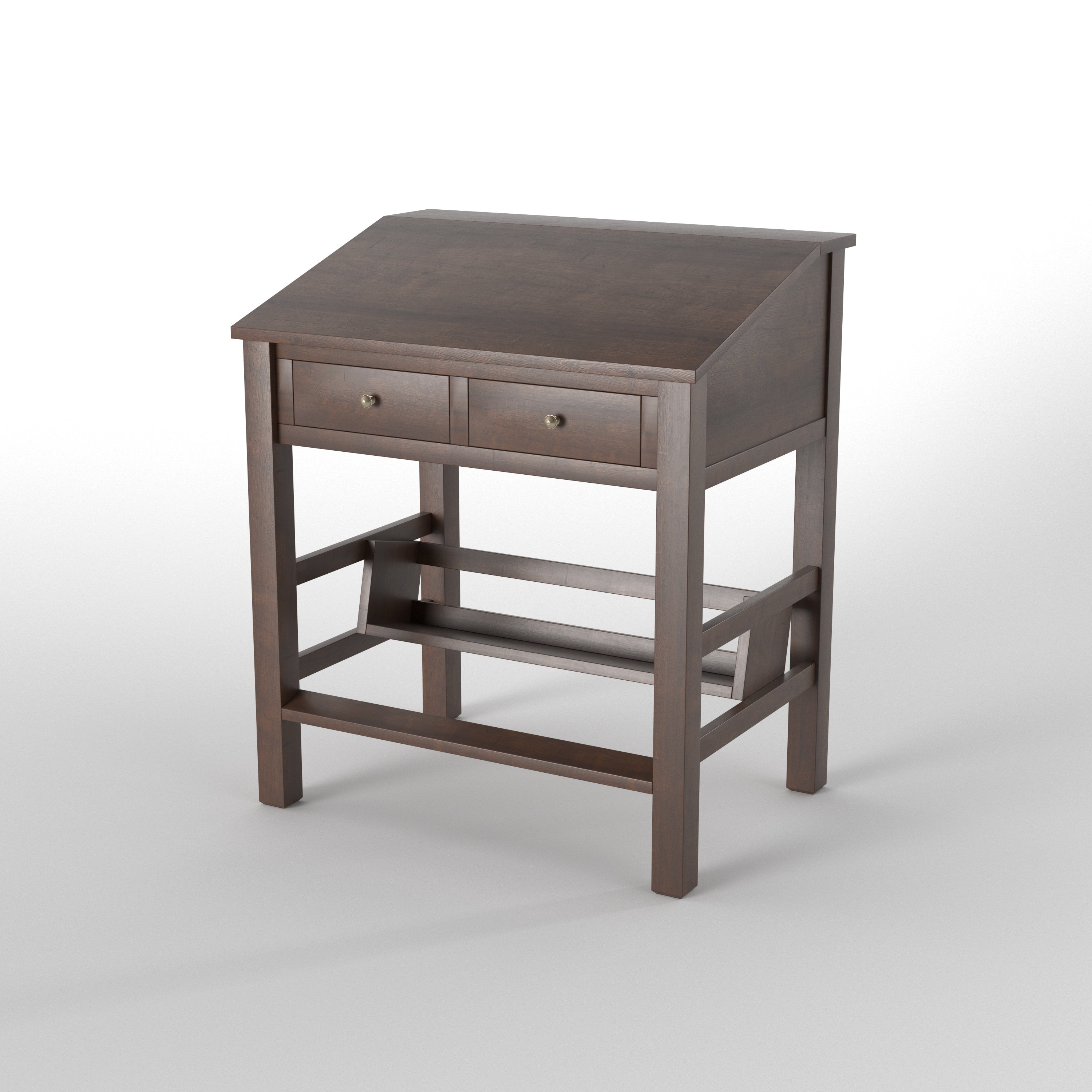 Slanted Top Study Desk with Drawers & Book Shelf - Draughtsman Style Study Table