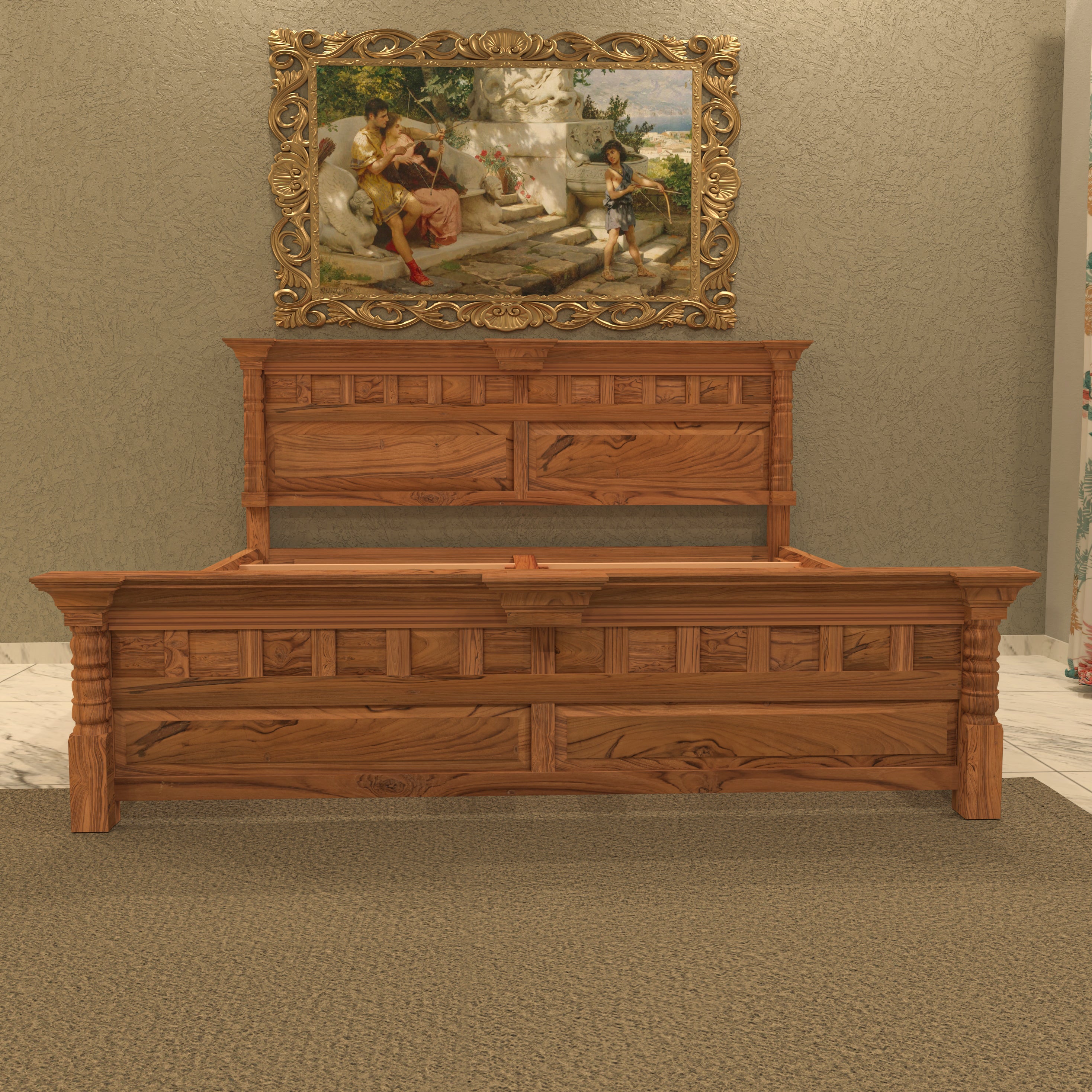 Brick concept wood storage bed Bed