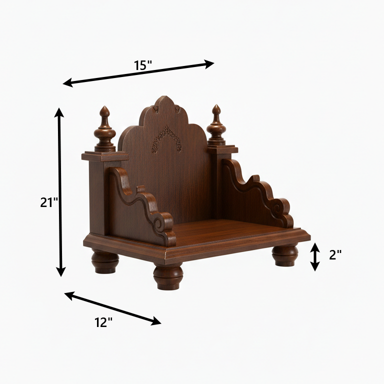 Compact Wooden Temple - Handcrafted Home Mandir Temple