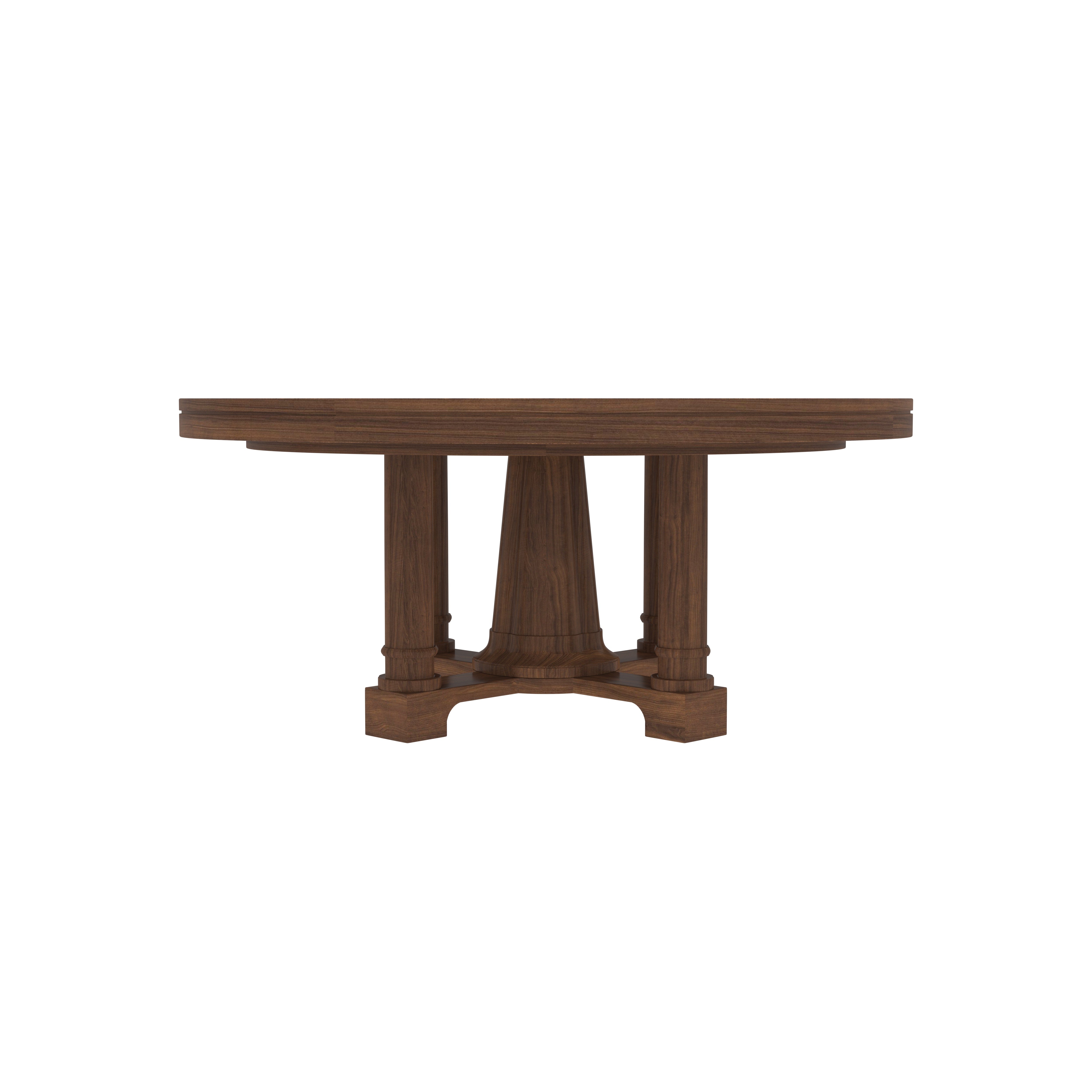 Handcrafted Round Dining Set - Moroccan Geometric Carved Chairs (4 Seater) Japanese Dining Set