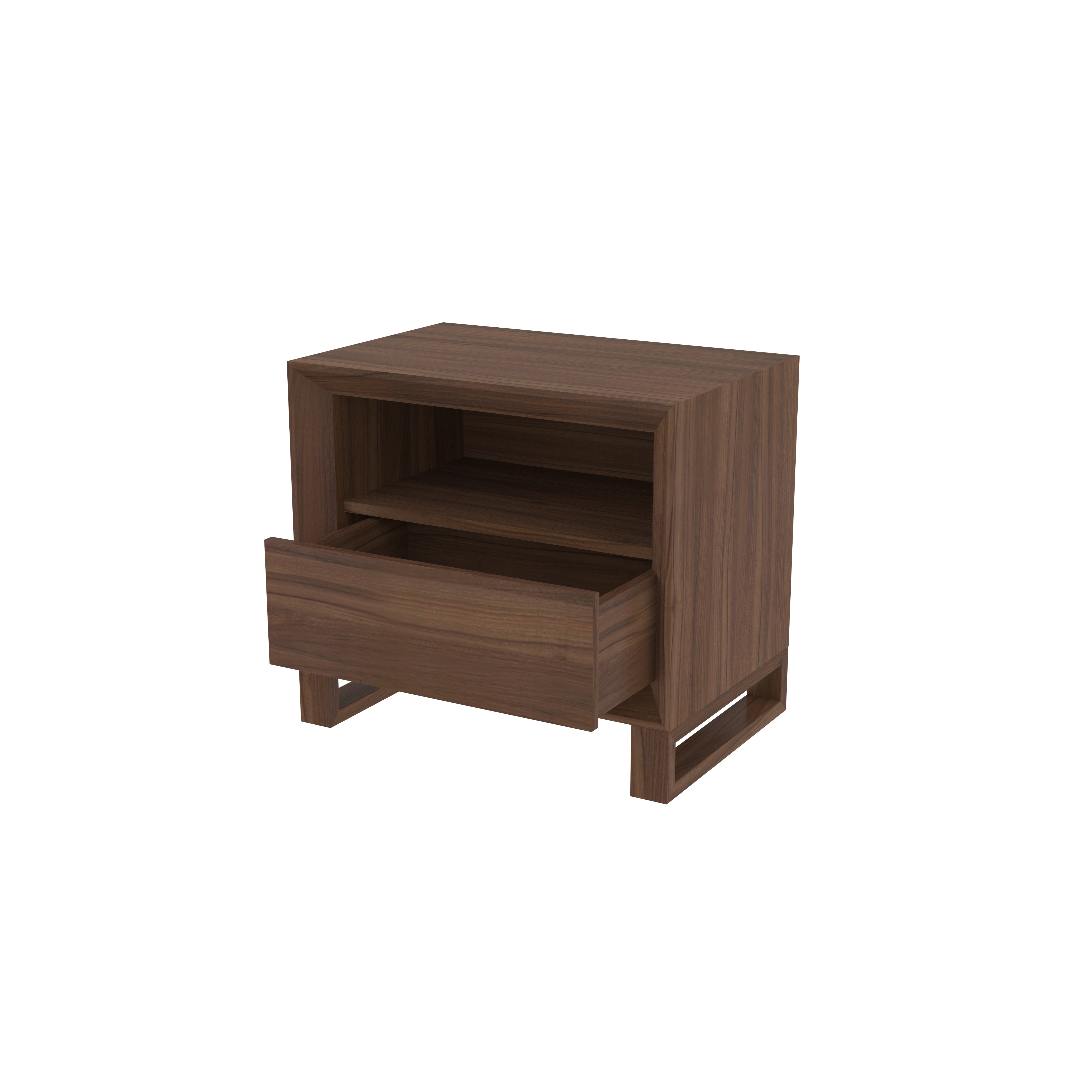 Modern Bedside Table with Open Shelf and Single Drawer Storage Bedside