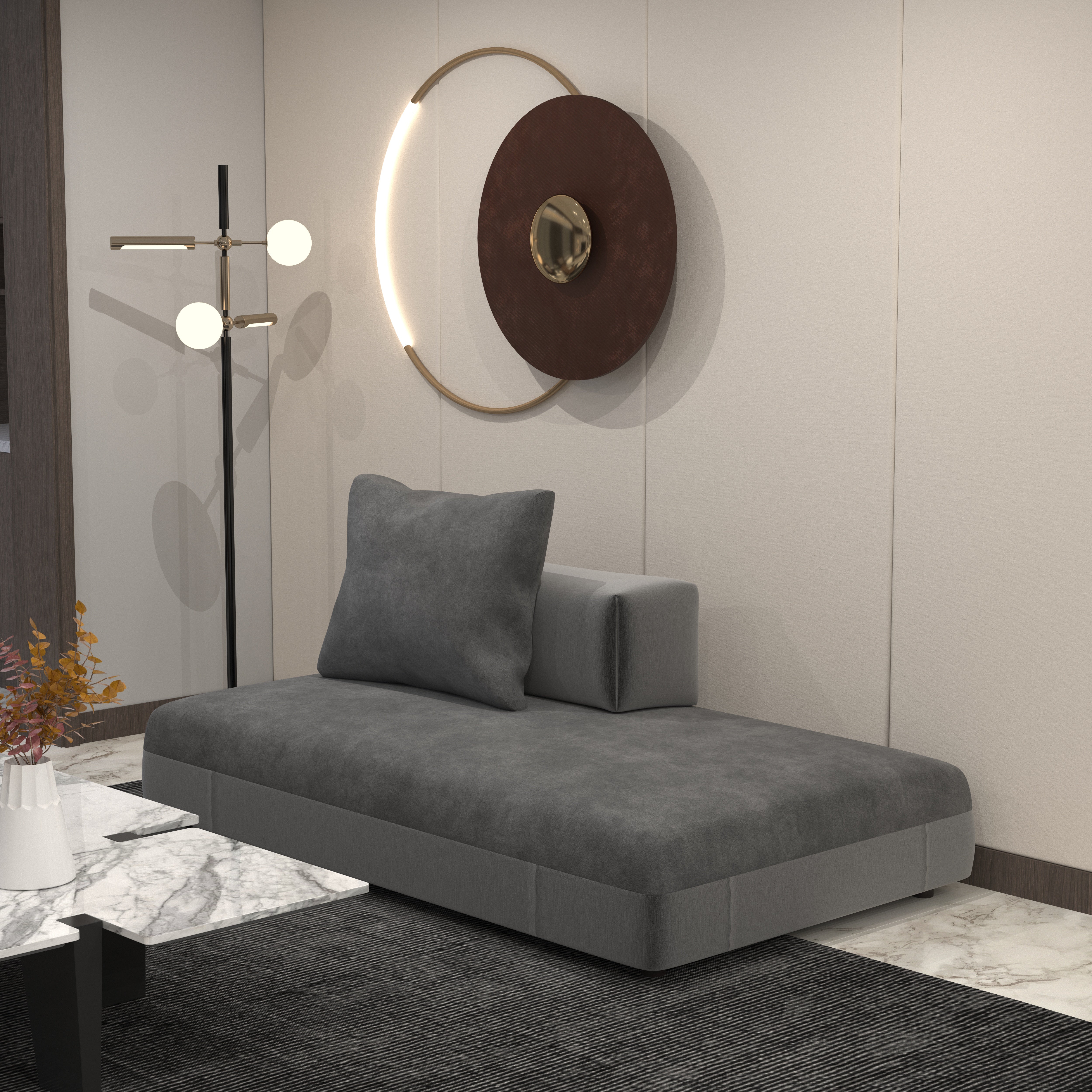 Modern Armless Lounge Chaise Sofa Sofa cum bed