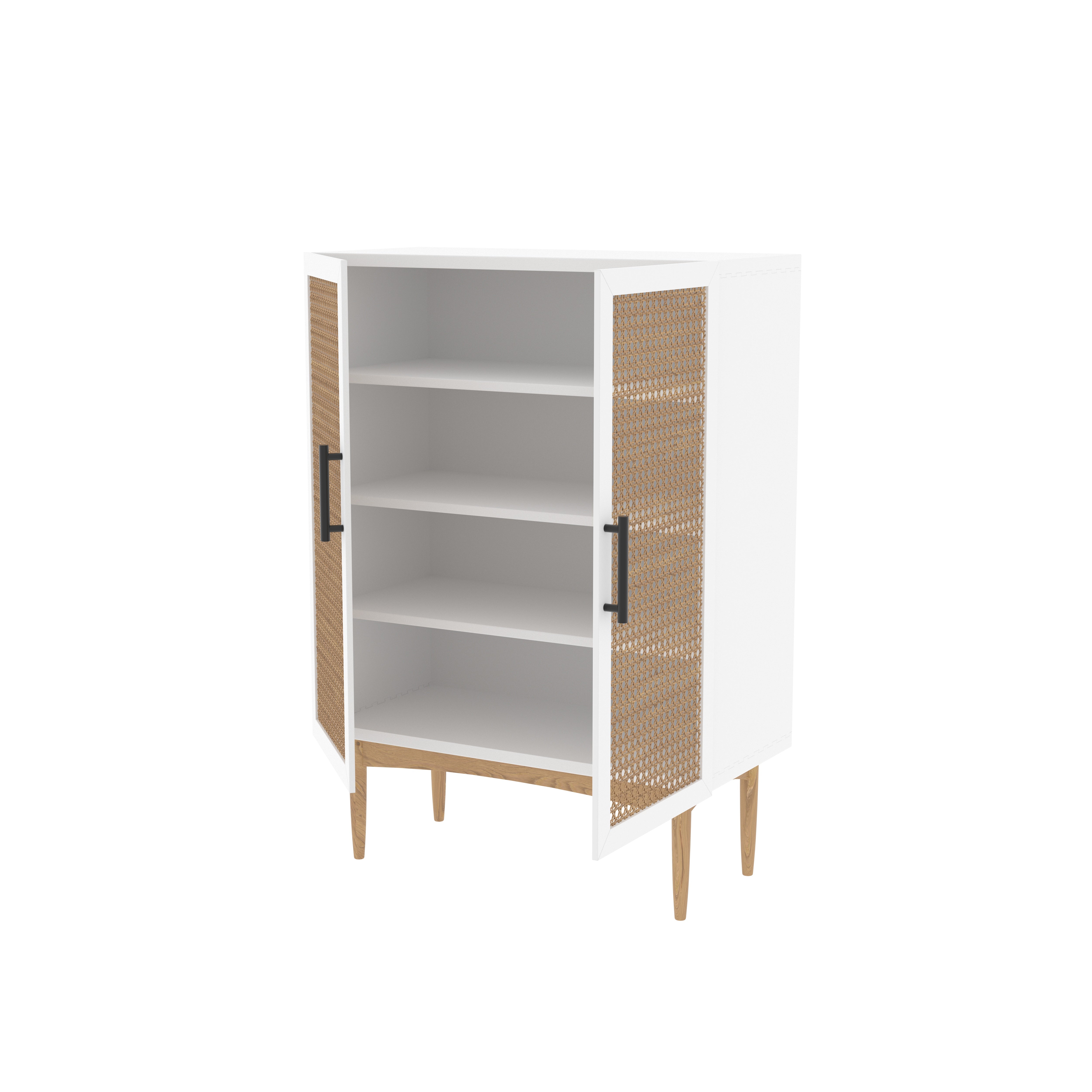 Oslo Mid-Century Cabinet with Cane Panels Wardrobe