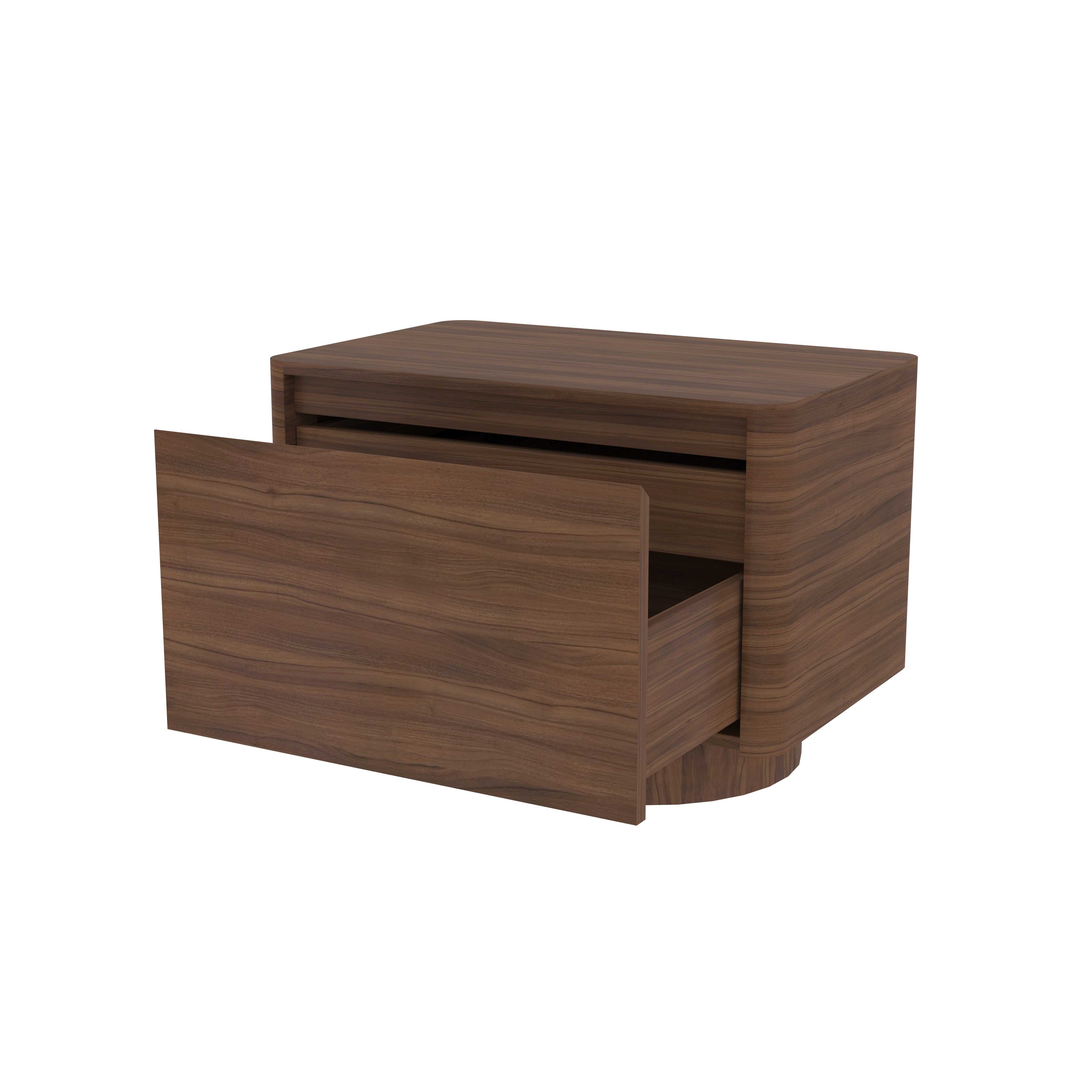 Modern Solid Wood Bedside Table with Single Drawer and Curved Base Bedside