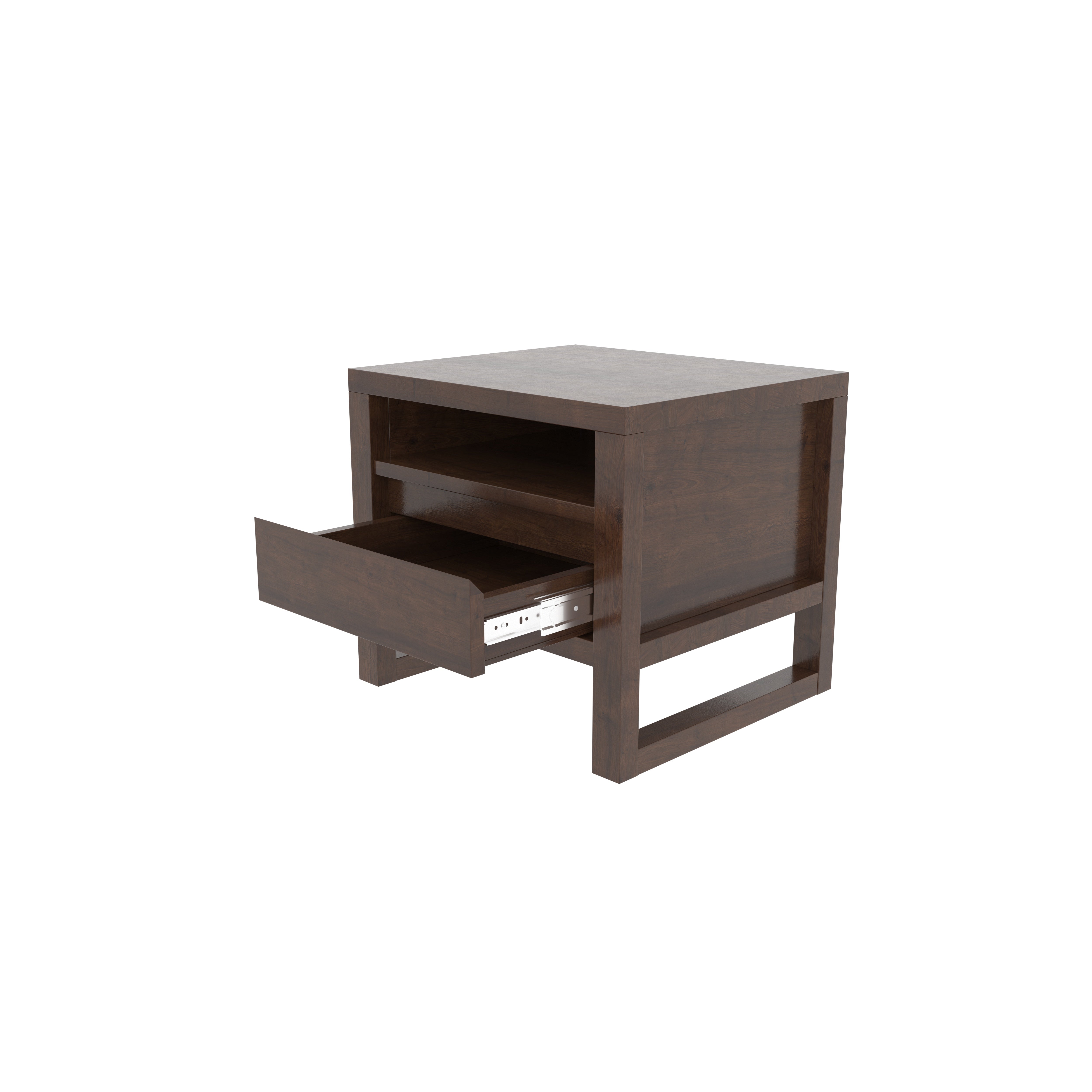 Contemporary Side Table with Open Shelf and Single Drawer Bedside