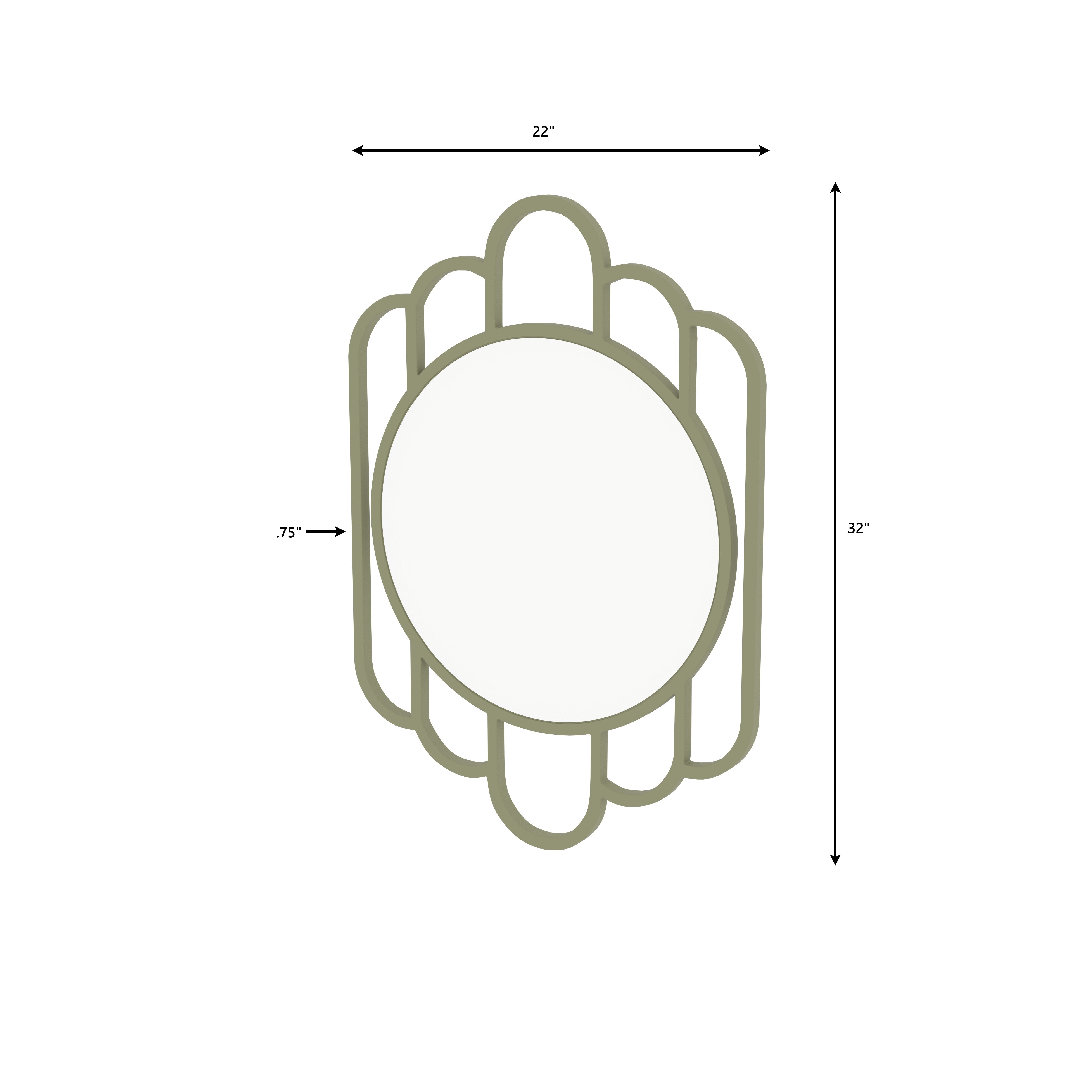 Scalloped Frame Decorative Wall Mirror - Sage Green Mirror