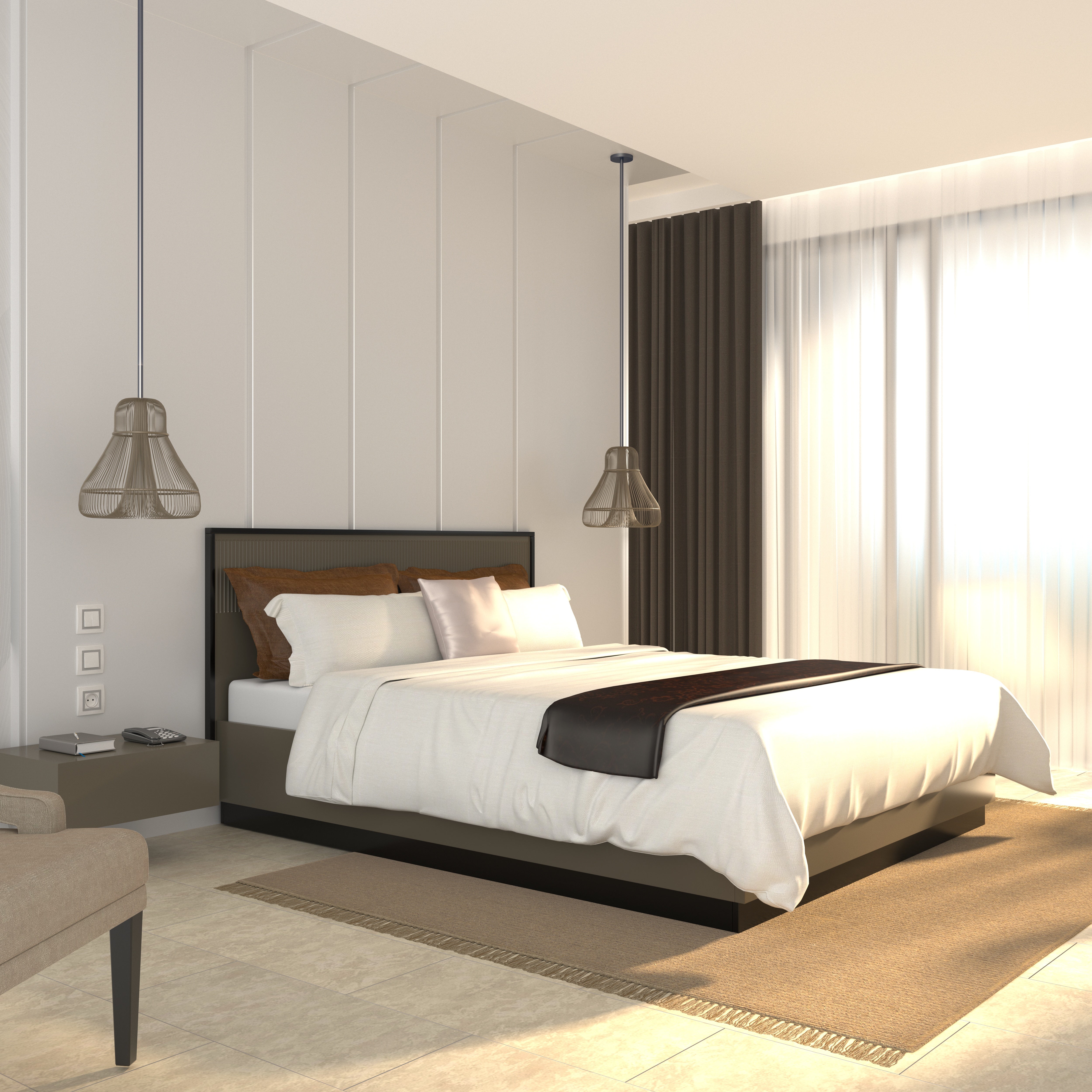 Classic Engineered wood Upholstered Queen Size Bed Bed