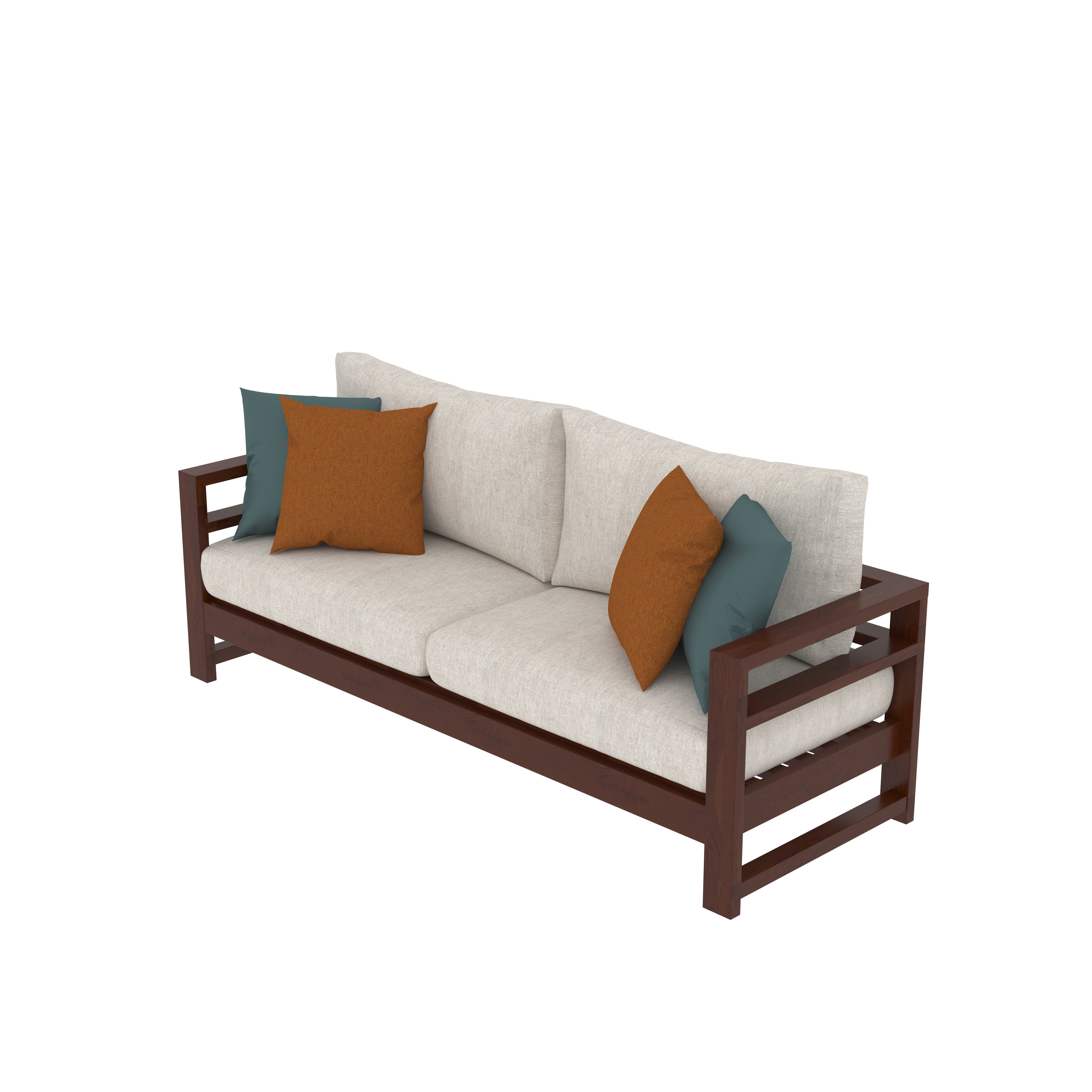 Modern Wooden Sofa with Cream Cushions Sofa