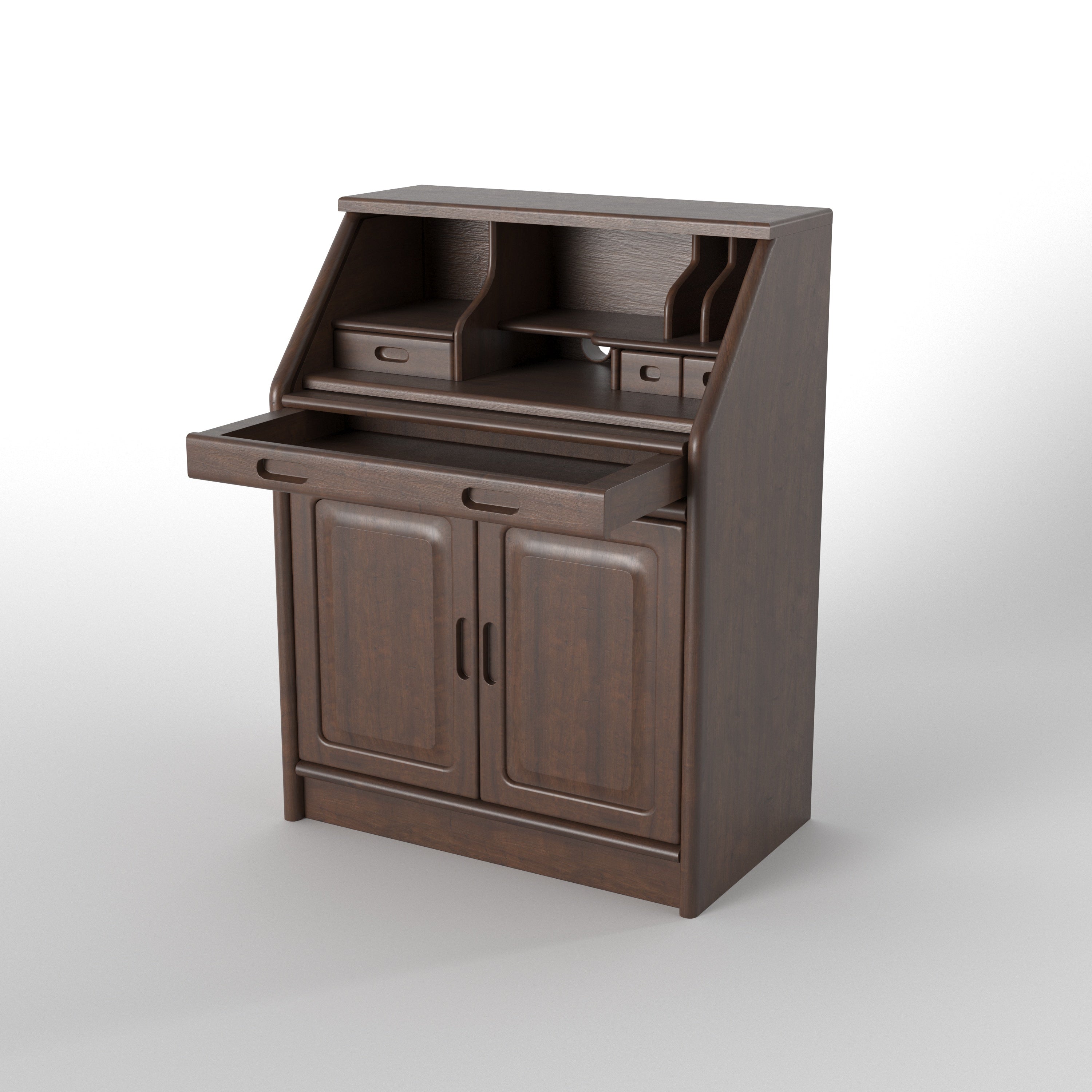 Compact Secretary Desk with Storage Cabinet & Organizer Shelves Study Table