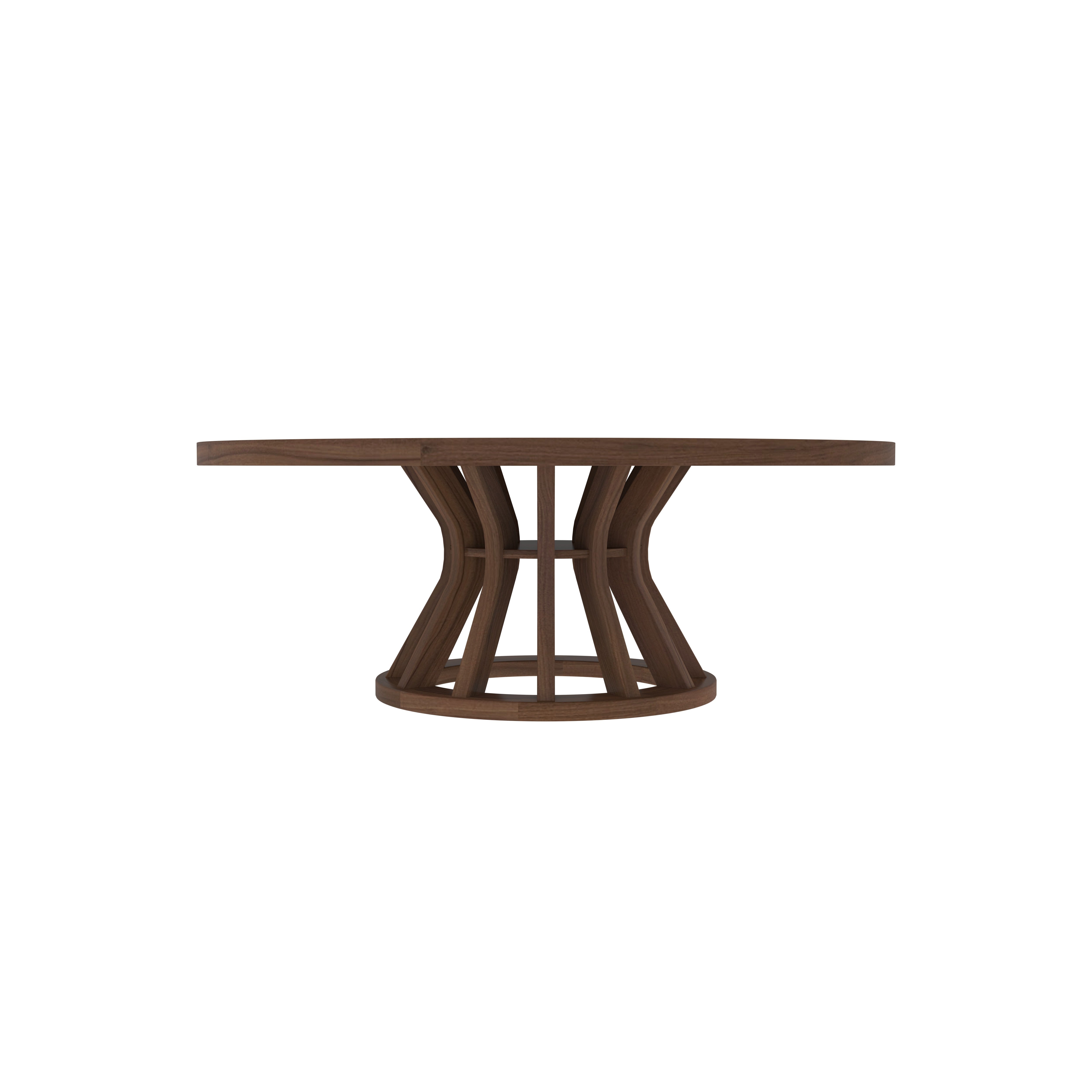 Handcrafted Round Wooden Dining Set - Spindle Back Chairs with Green Upholstery (6 Seater) Dining Set