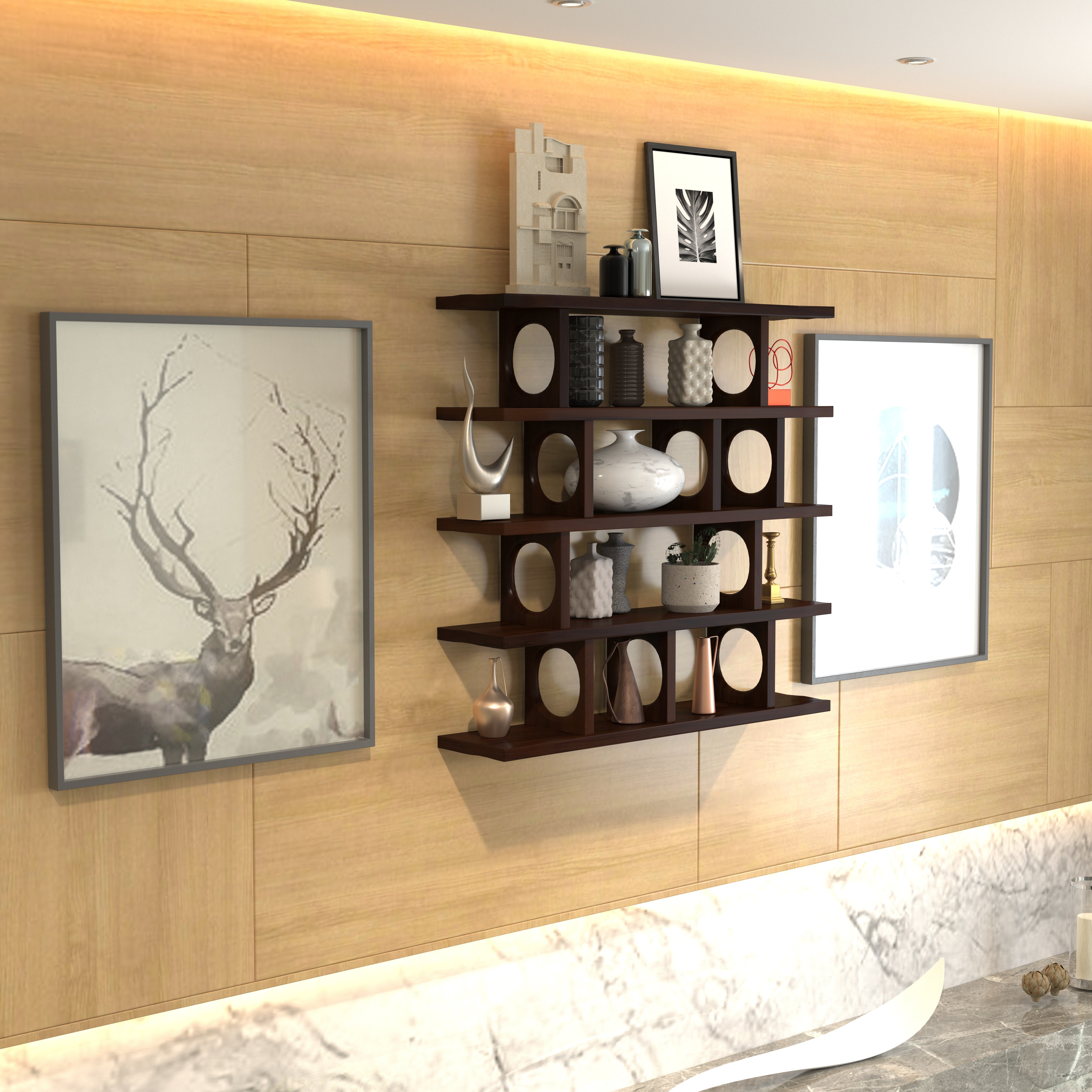 Heritage Wood Wall Shelf Rack Wall Rack
