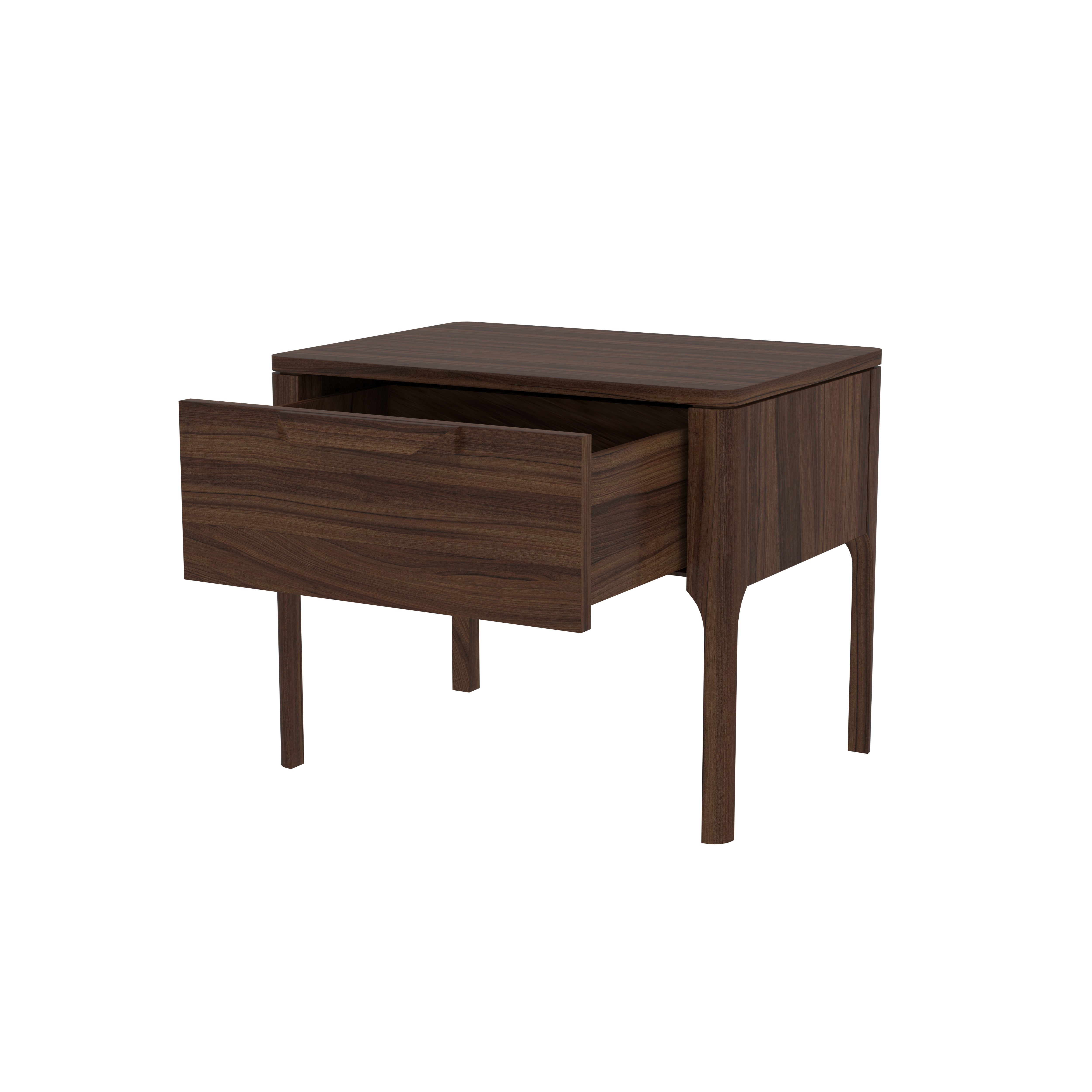 Mid-Century Modern Single Drawer Bedside Table with Recessed Handle Bedside