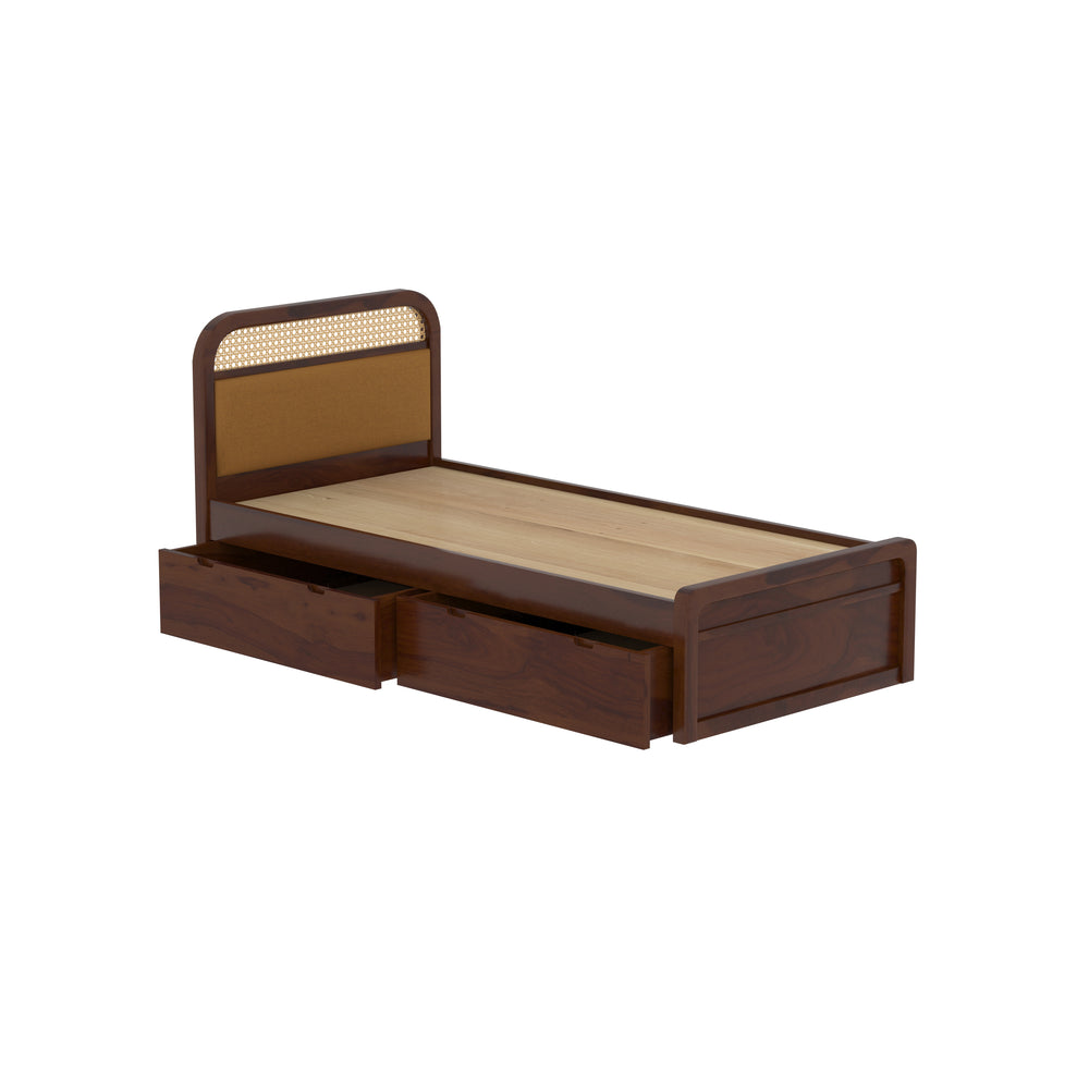 Luxury Rattan Single Storage Bed