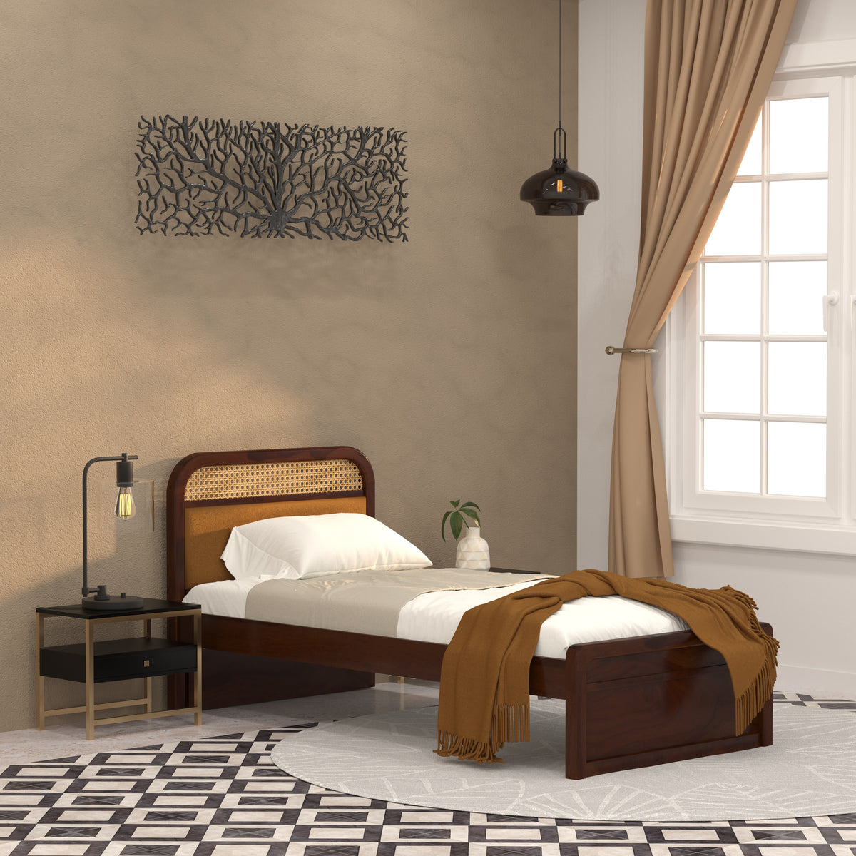 Luxury Rattan Single Bed
