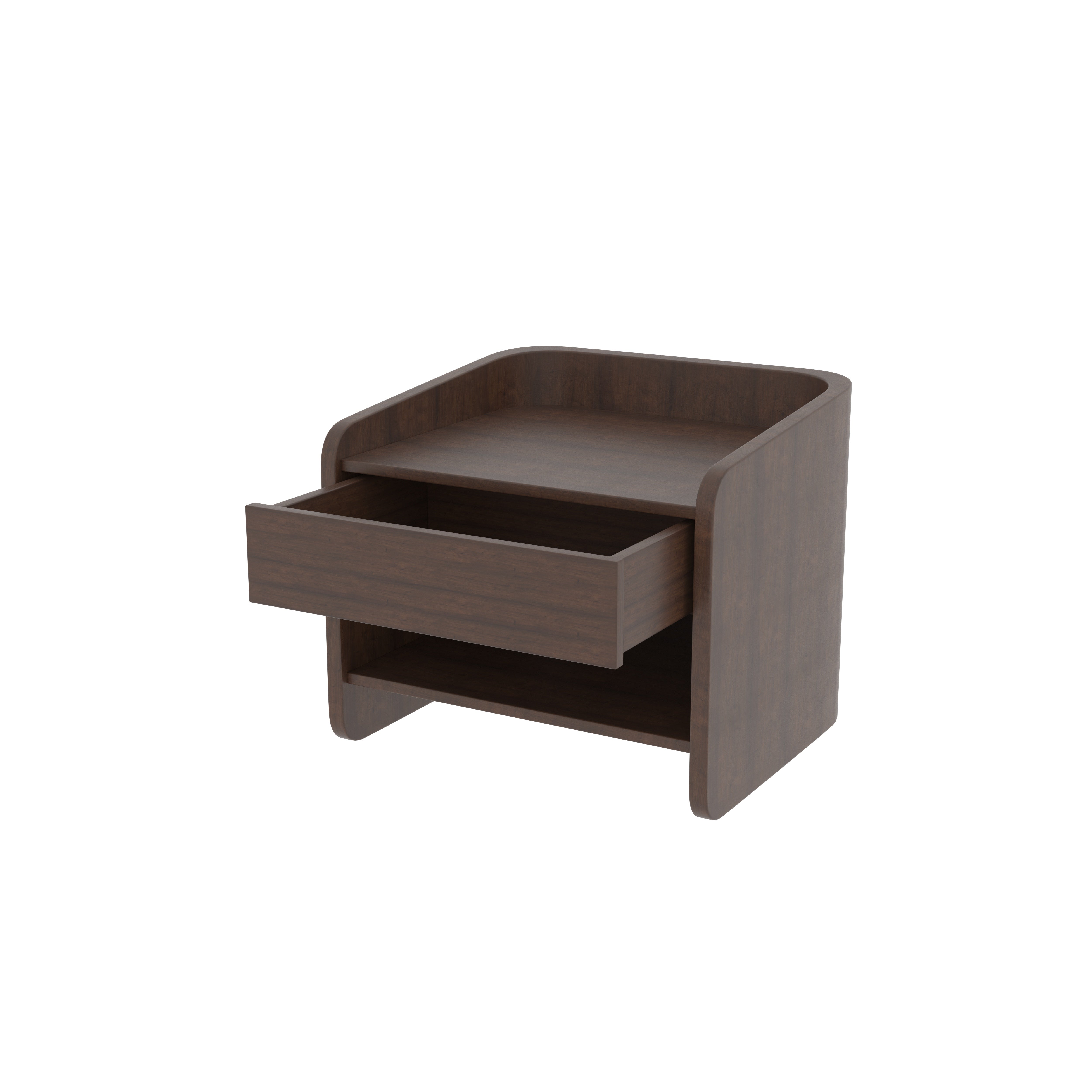 Modern Bedside Table with Single Drawer and Open Shelf Storage Bedside