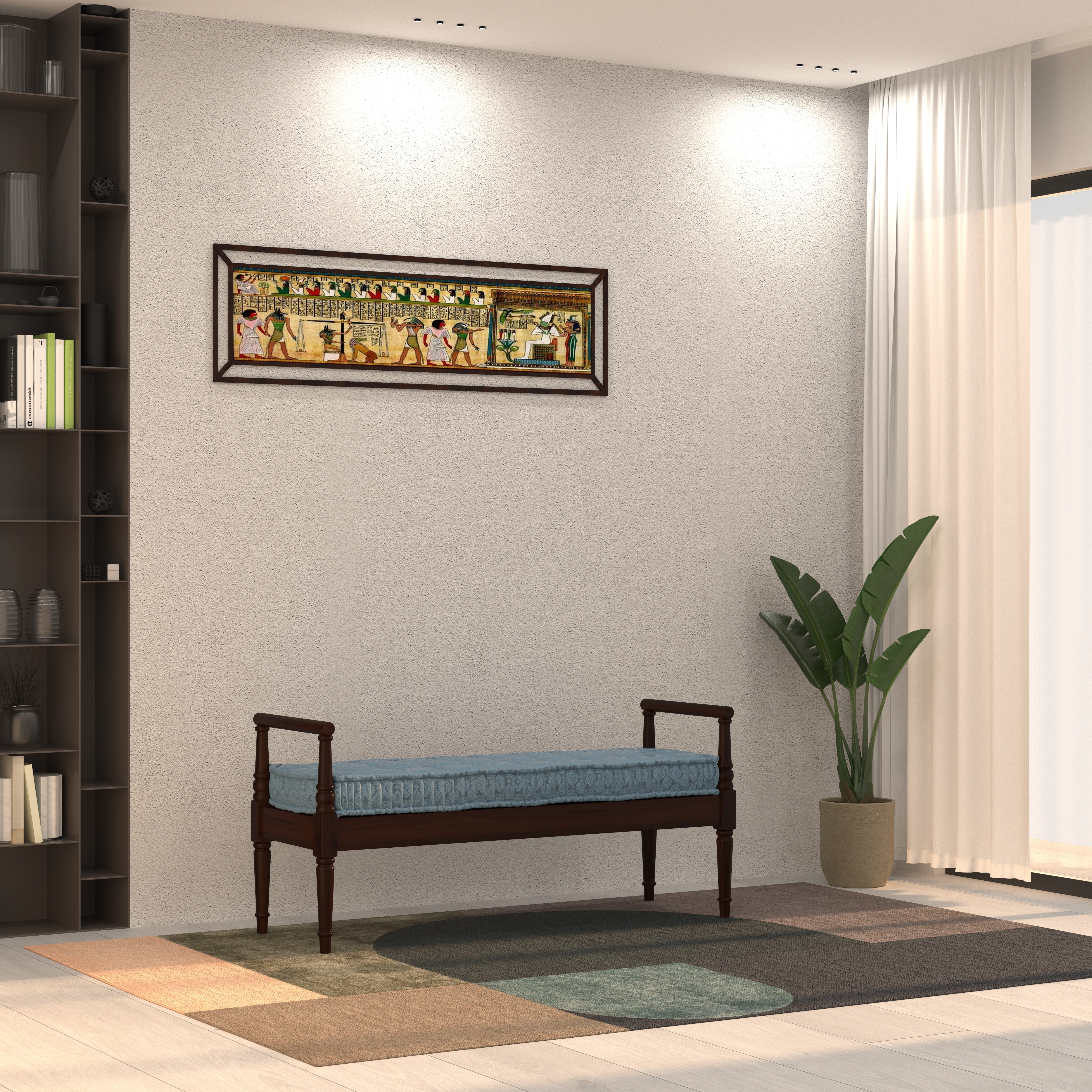 Classic Wooden Bench with Cushion | Handcrafted Design Bench