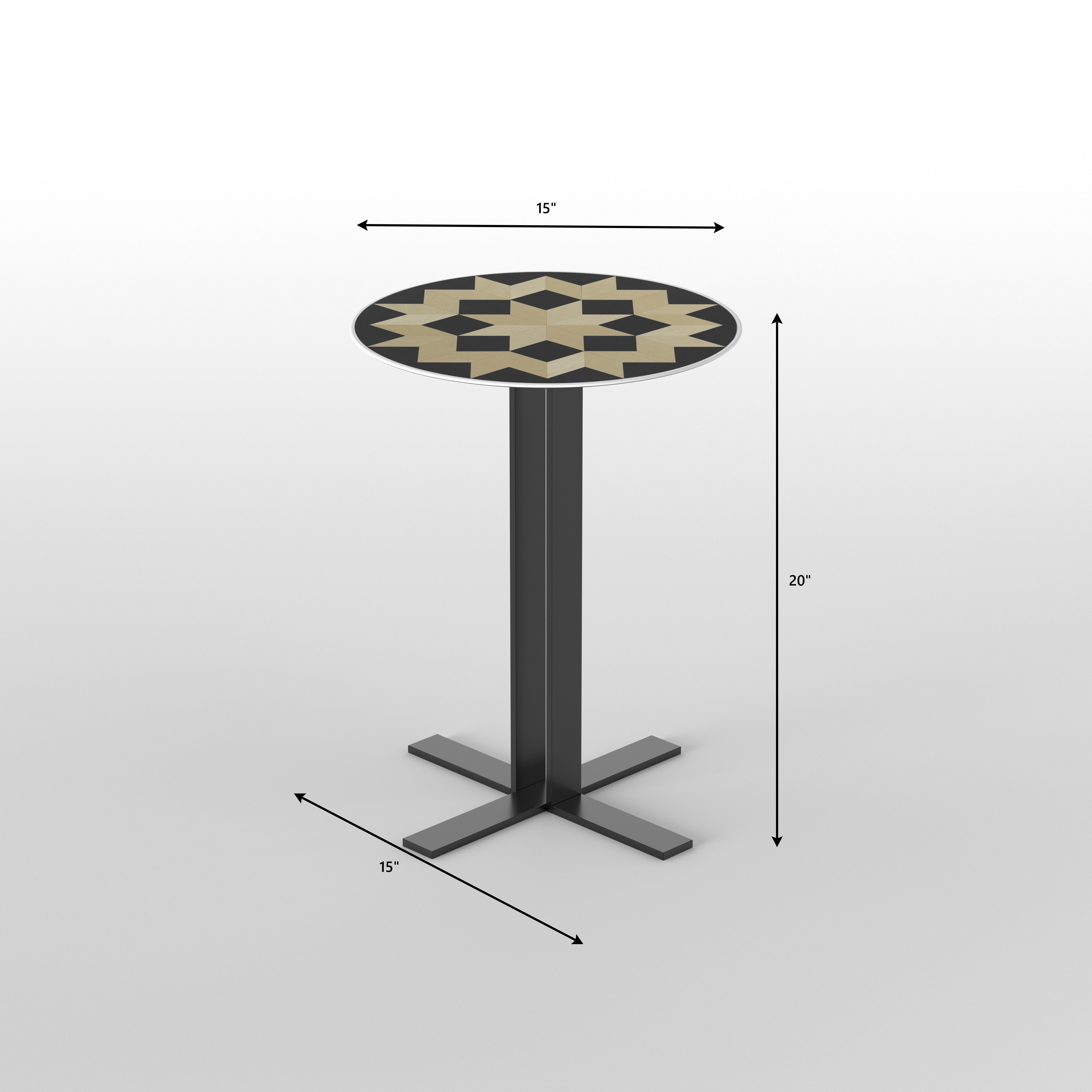 Geometric Star End Table - Hand-Painted Indian Design End Table