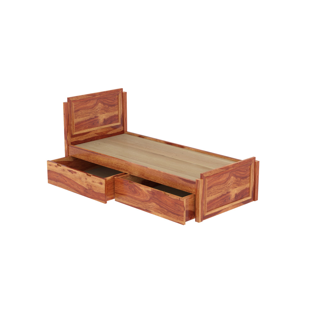 Ethnic  Handcrafted Sheesham Wood Single Storage Bed