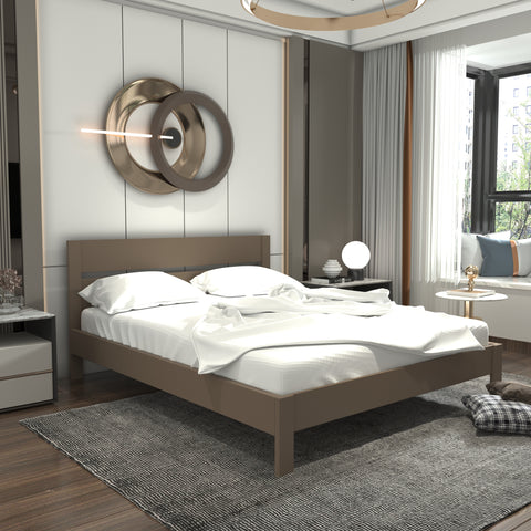 Minimalist Wooden Bed Frame with Low Headboard | Sleek & Sturdy Design