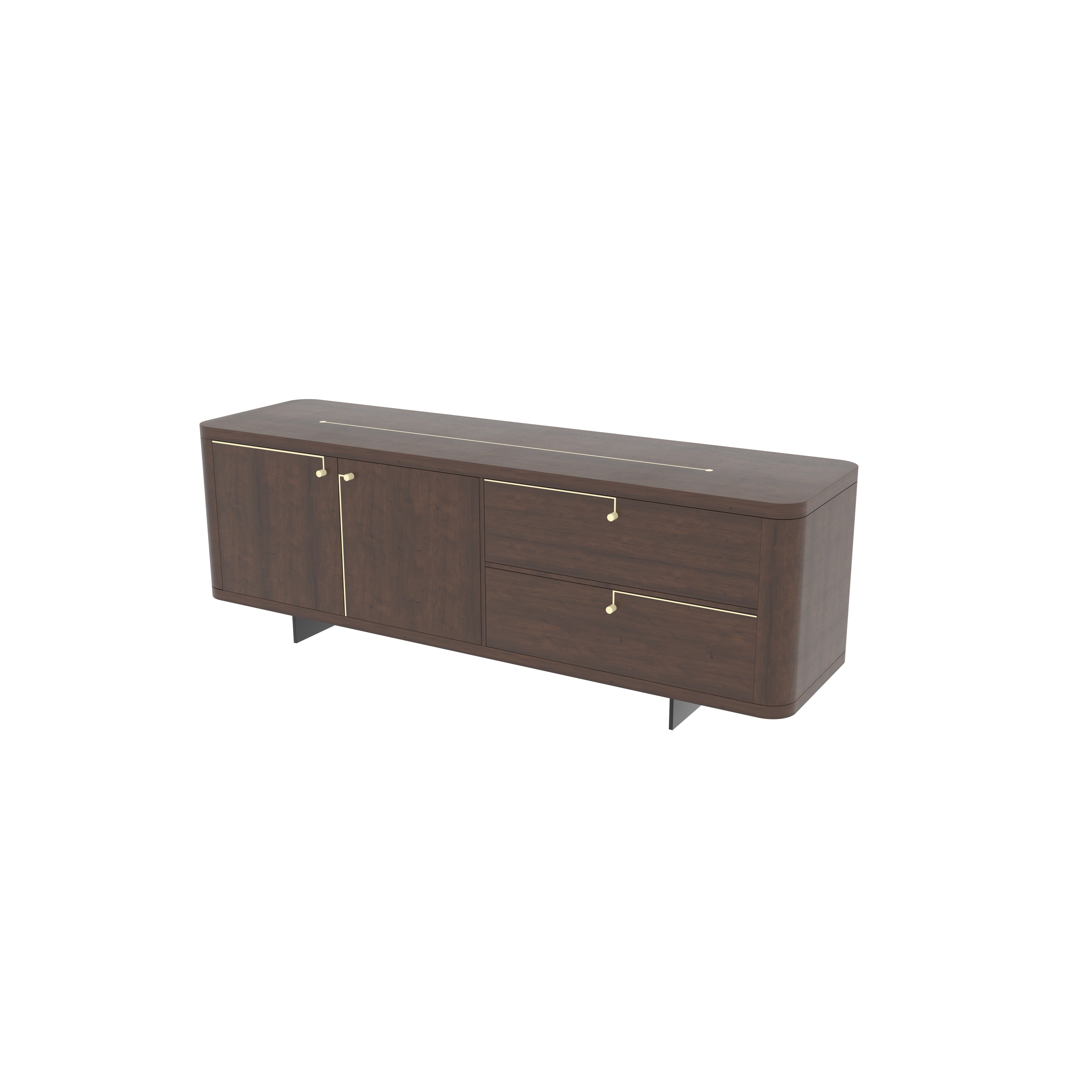 Modern Wooden TV Stand with Gold Handles - Luxury Entertainment Console Tv stand