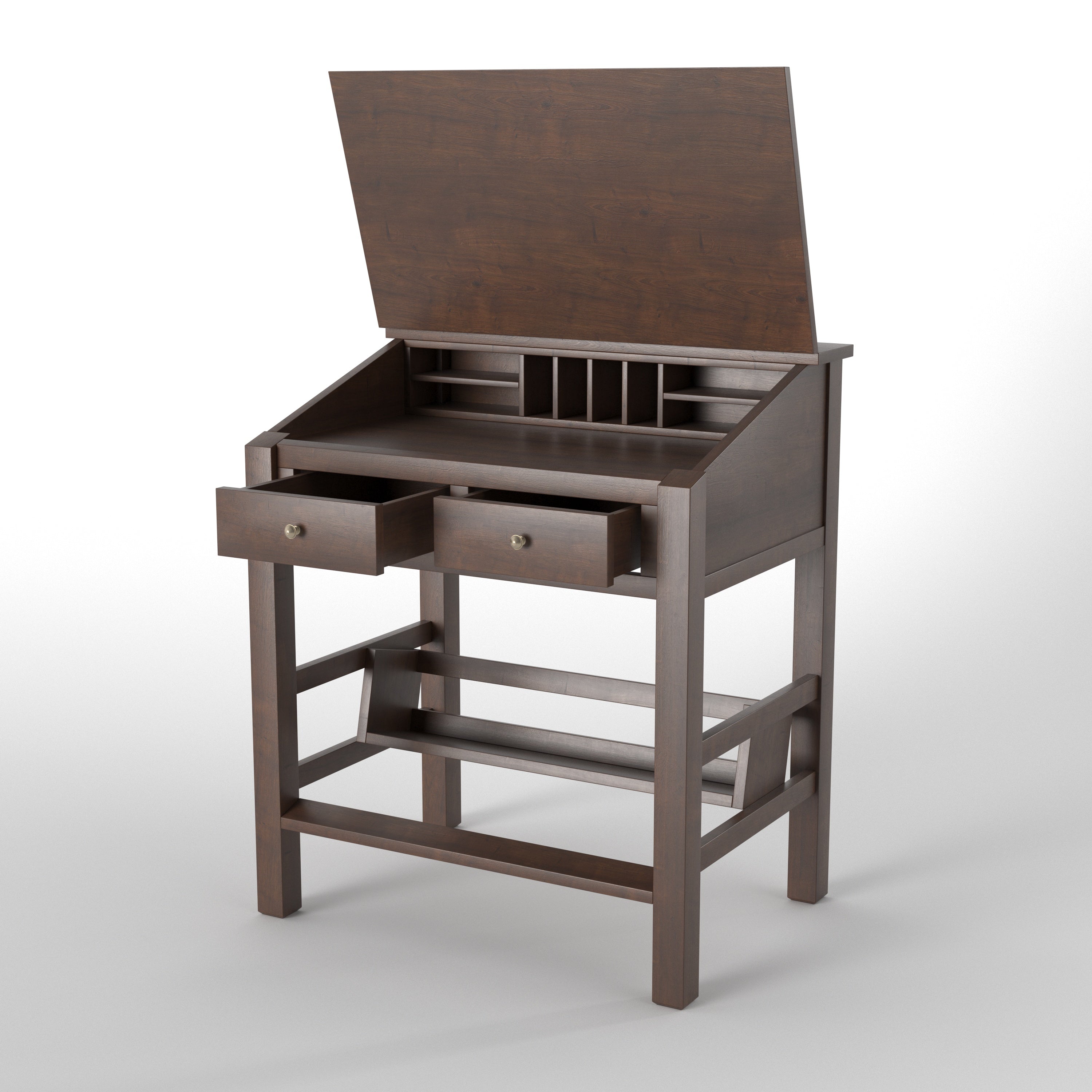 Slanted Top Study Desk with Drawers & Book Shelf - Draughtsman Style Study Table