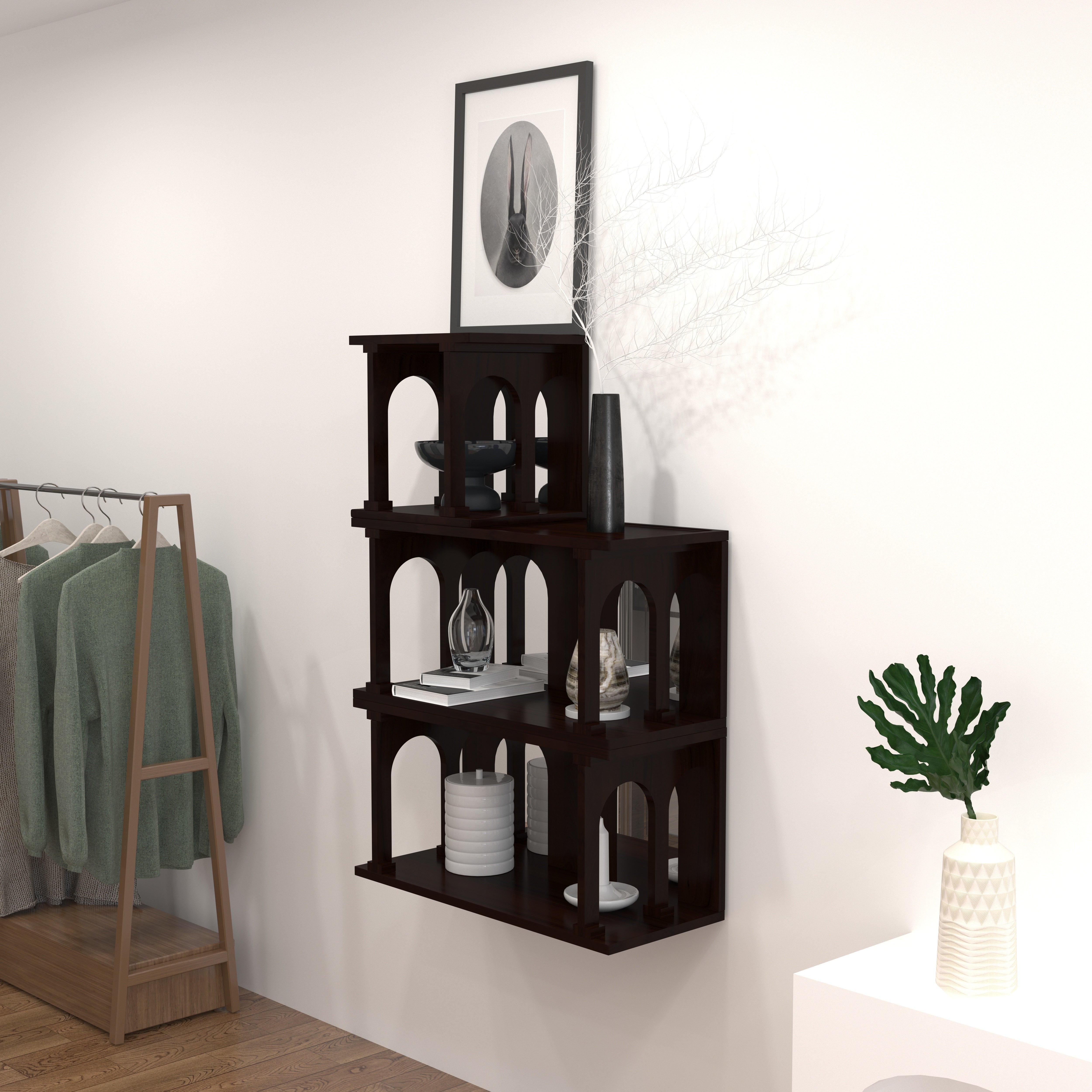 Multi-Utility Wall Rack with Storage Wall Rack