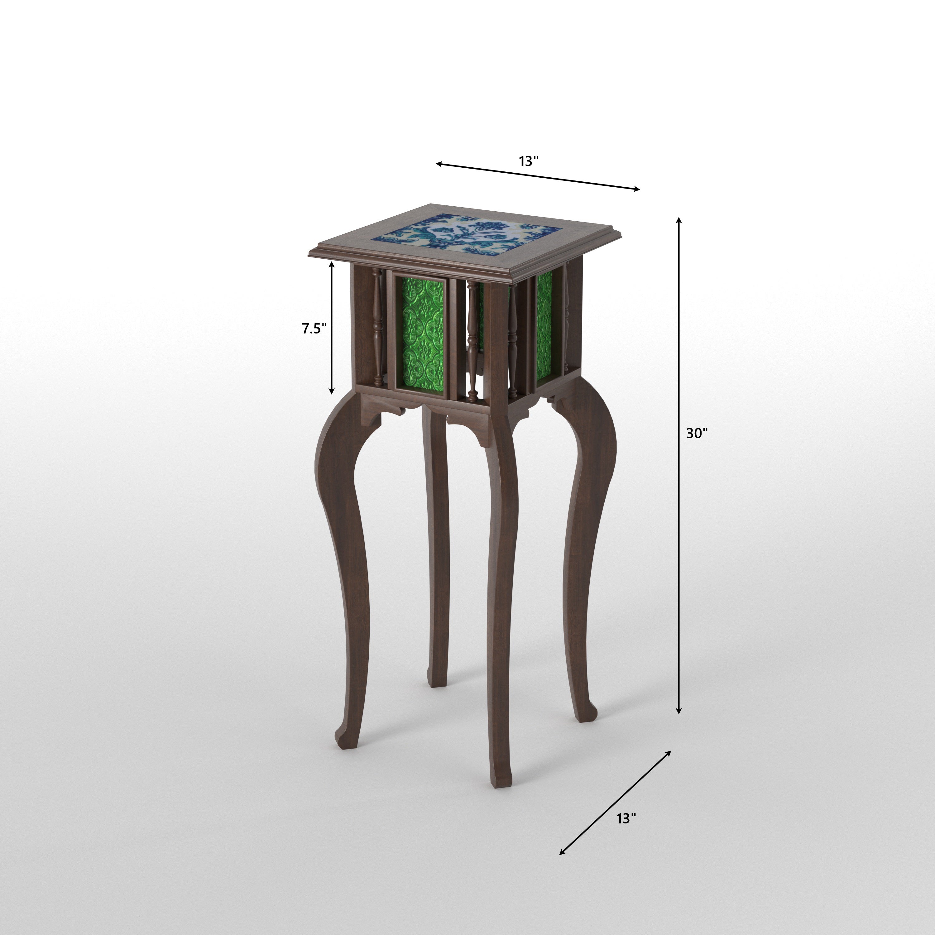 Mosaic Panel Pedestal Accent Table End Table
