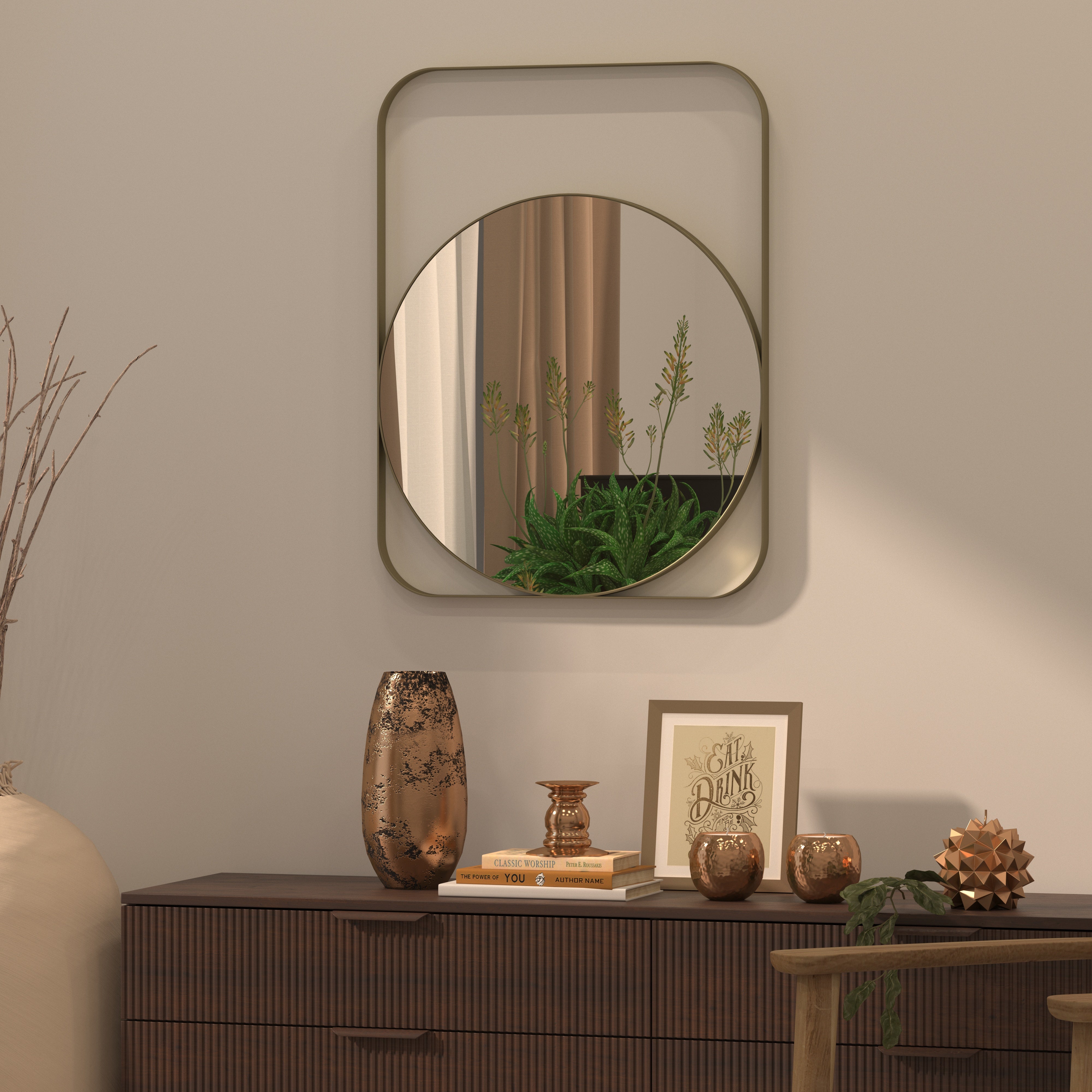 Geometric Layered Metal Mirror - Gold Frame Wall Mirror Mirror