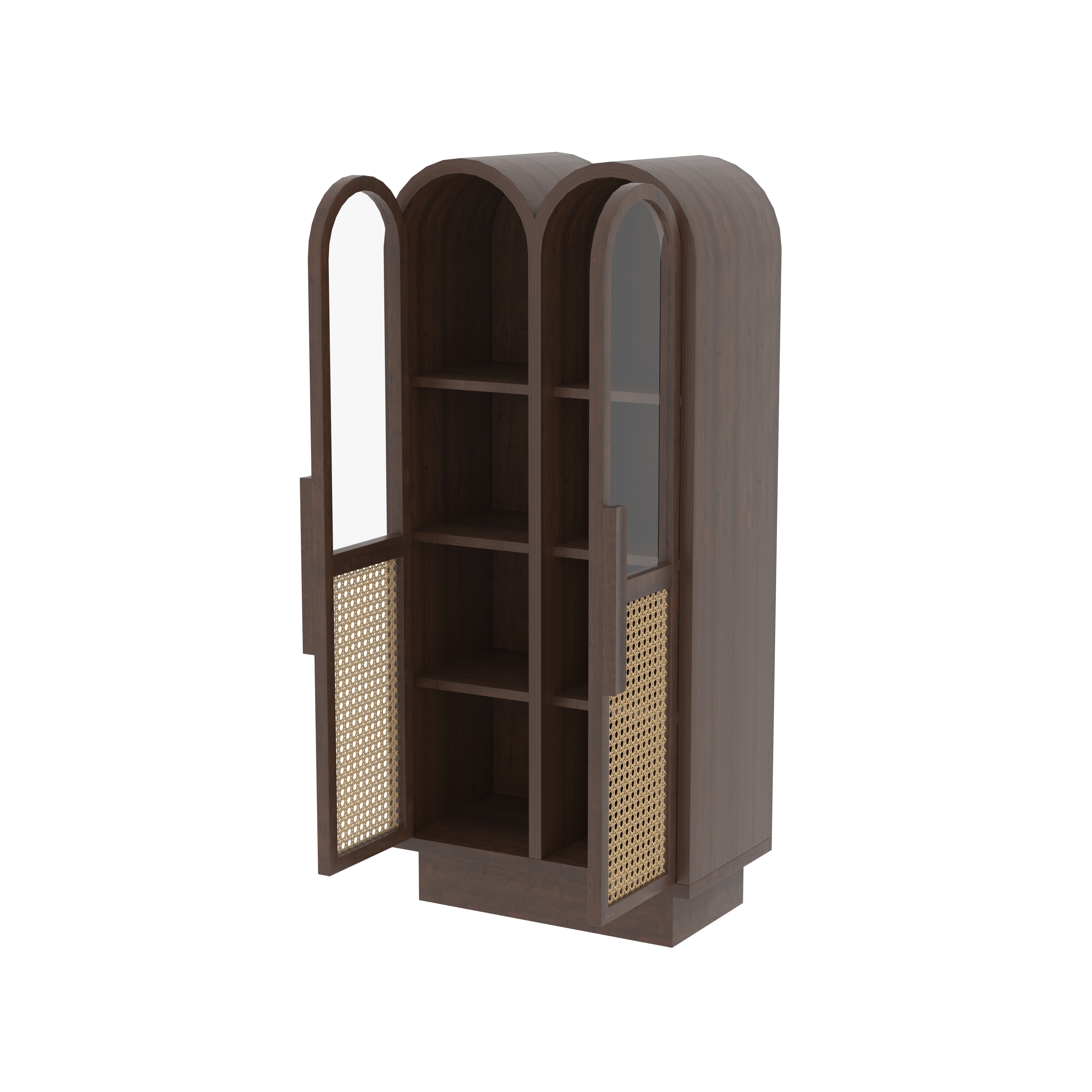 Virello Duomo European Luxury Wardrobe with Twin Arch Display, Artisan Cane Panels, and Contemporary Storage Cabinet Wardrobe