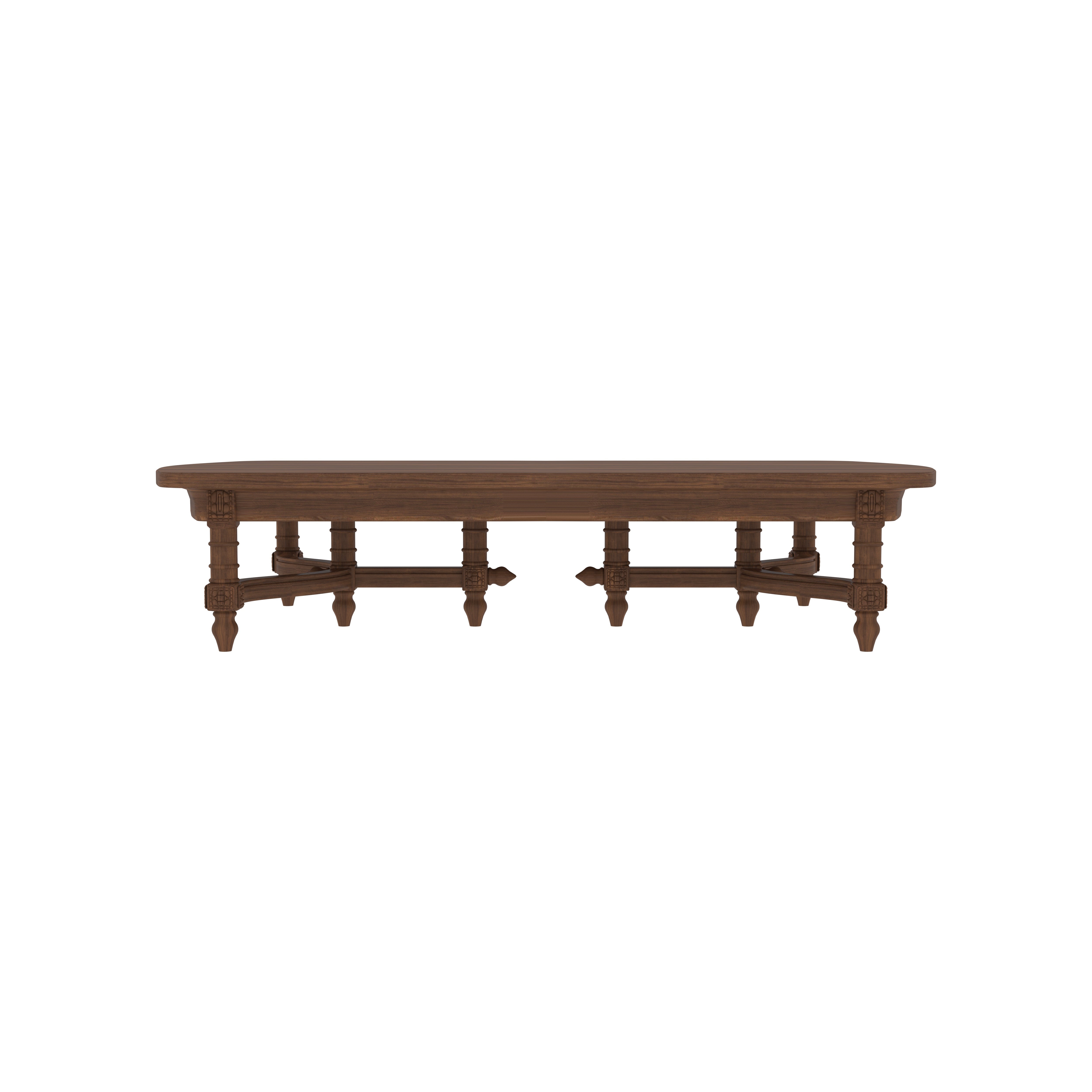 Handcrafted Oval Dining Set - Traditional Wooden Chairs with Red Upholstery (6 Seater) Japanese Dining Set