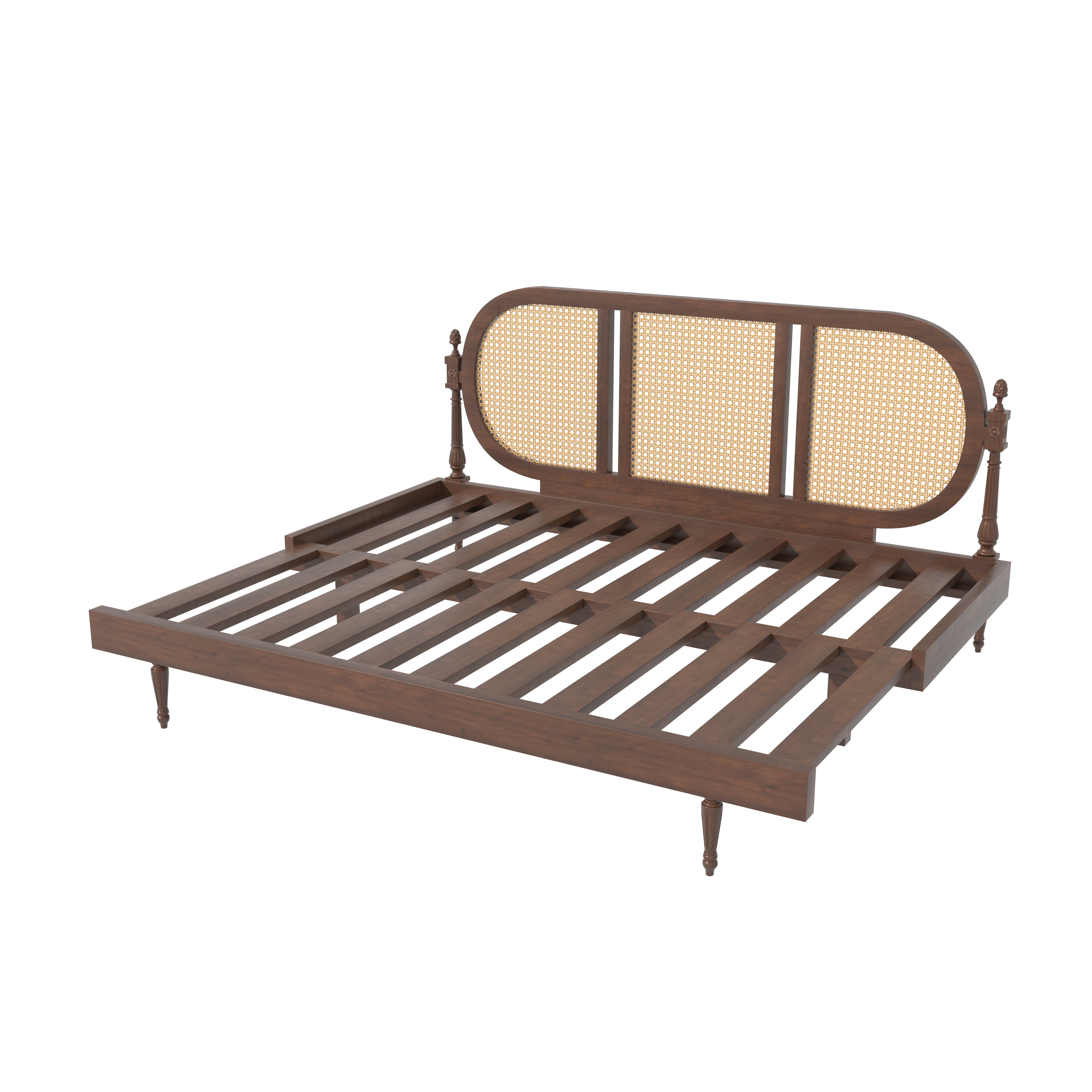 Elegant Cane-Style Day Bed with Extended Lounging Backrest Sofa cum bed