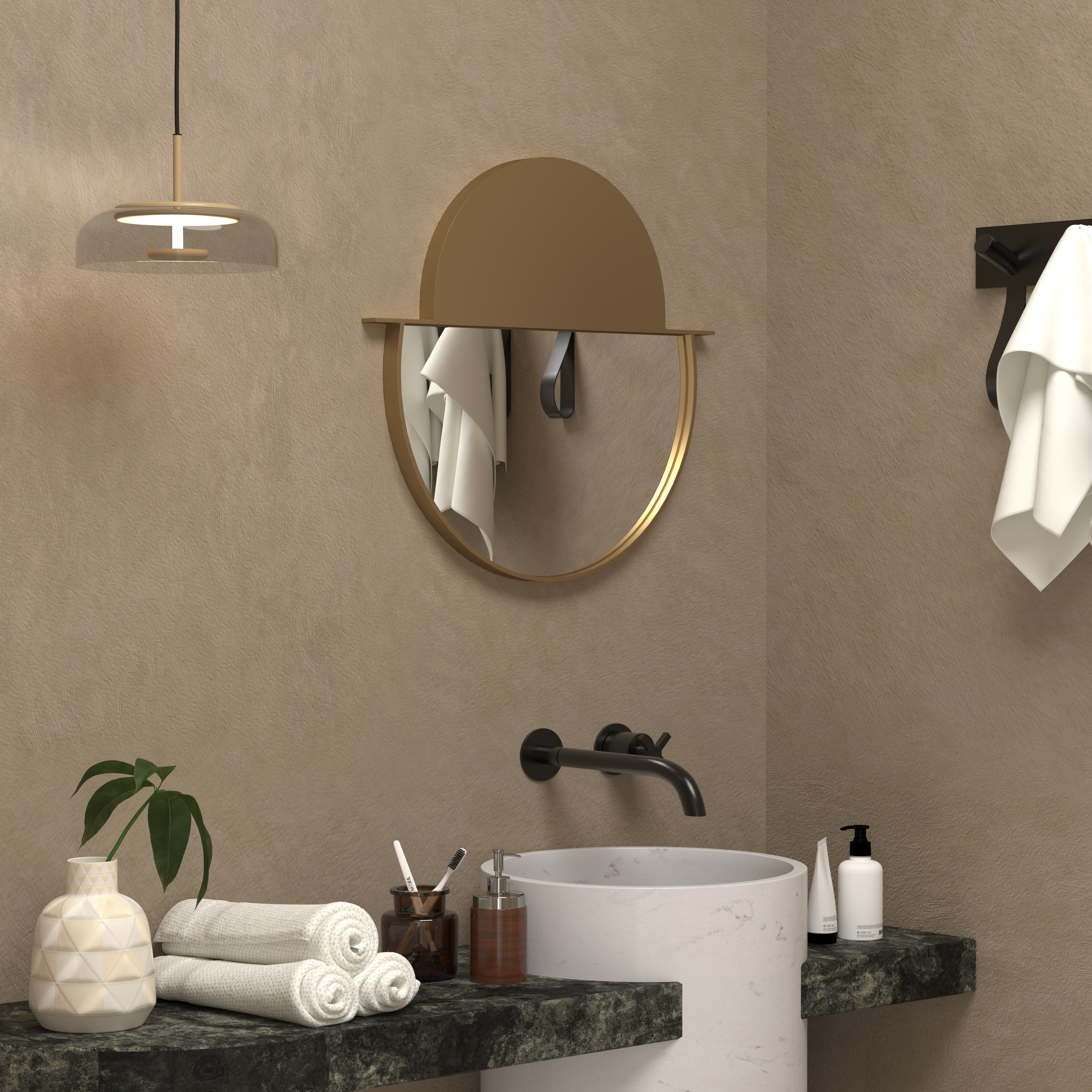 Oval Metal Mirror with Shelf - Gold Frame Wall Mirror Mirror