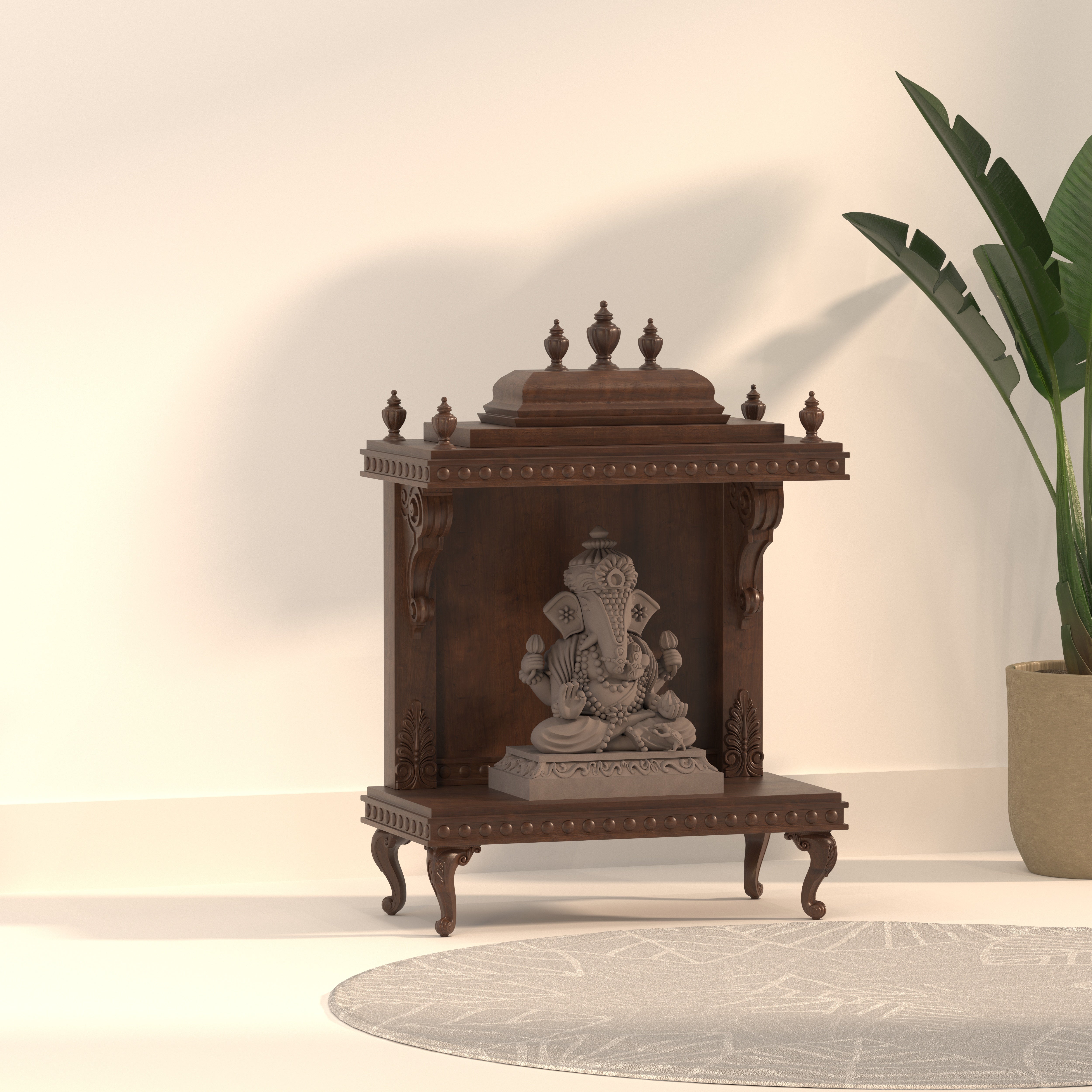 Classic Freestanding Temple Mandir with Ornamental Detailing Temple