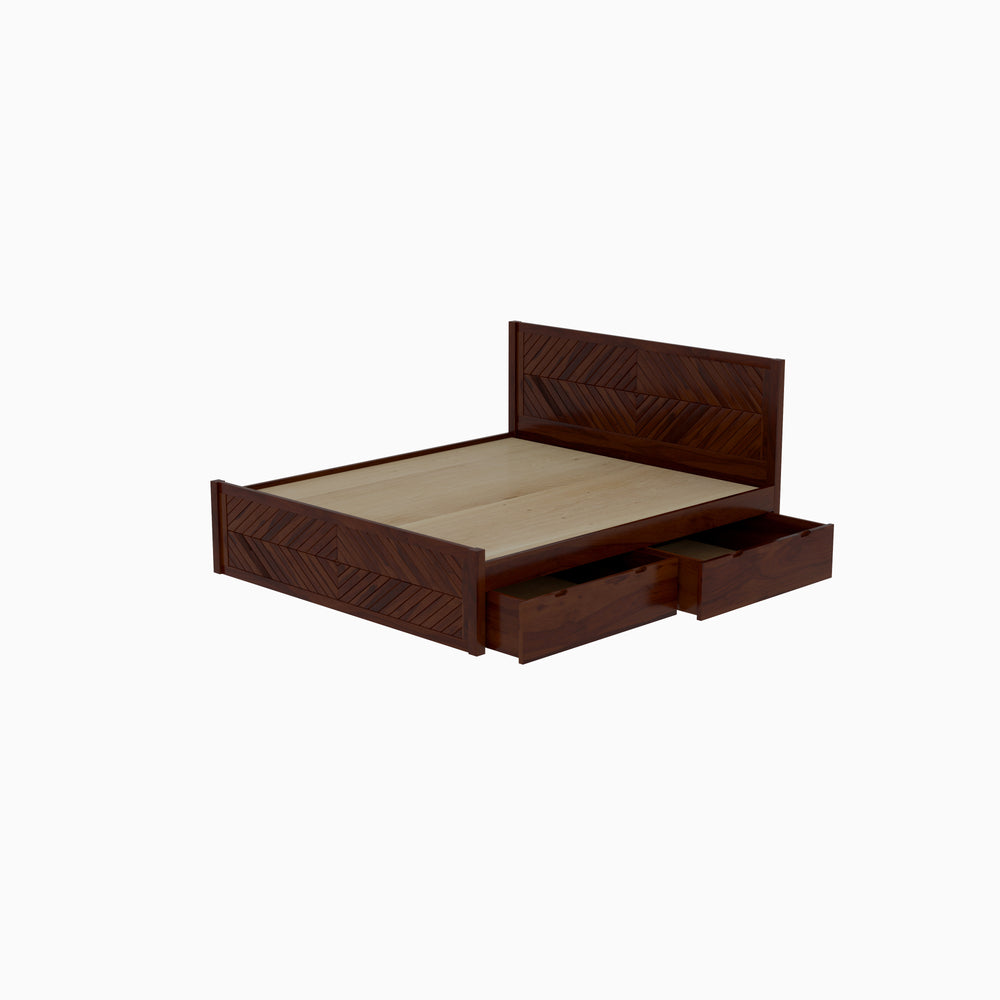 Scandinavian Solid Wood King Storage Bed