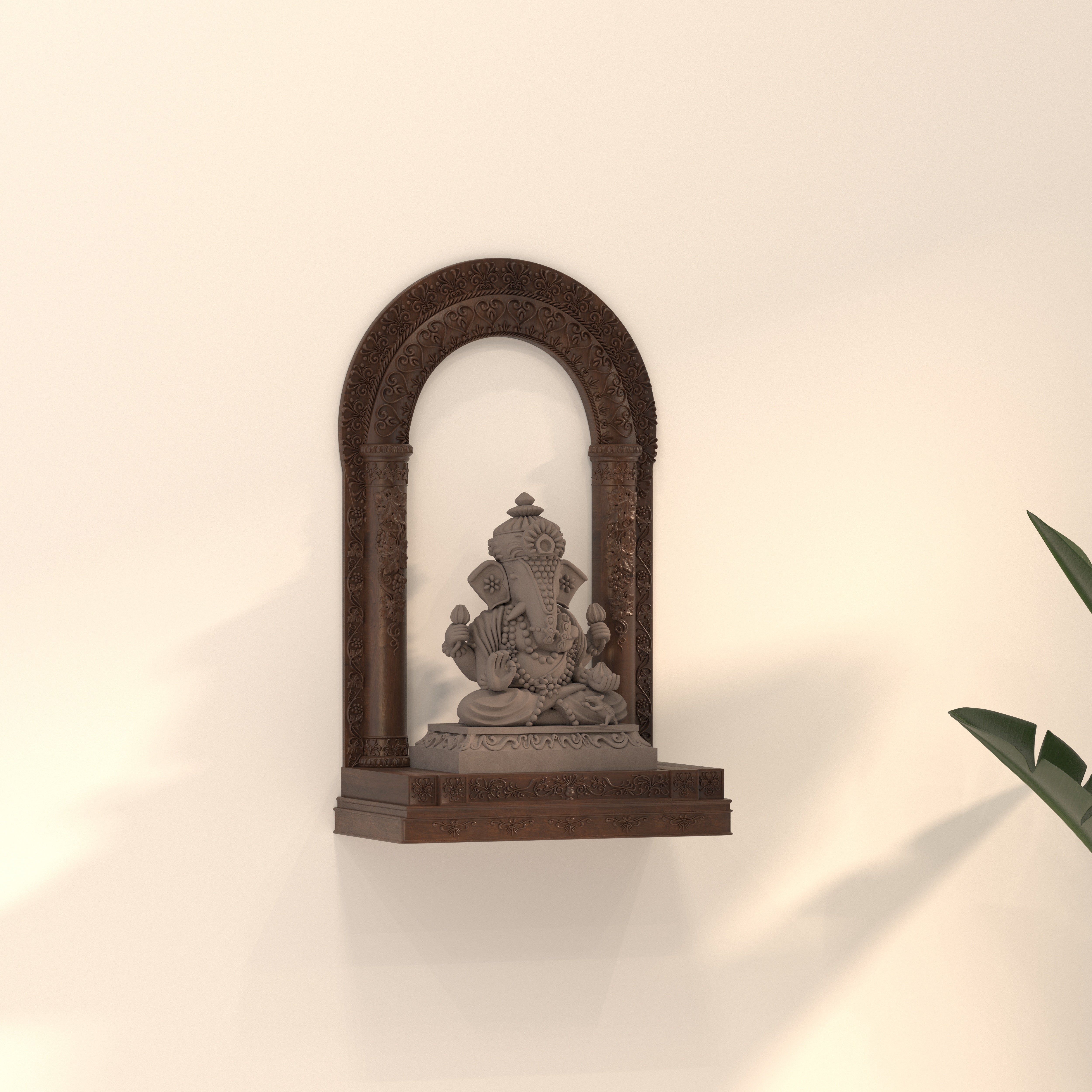 Handcrafted Wall Mounted Temple Arch with Intricate Carving Temple