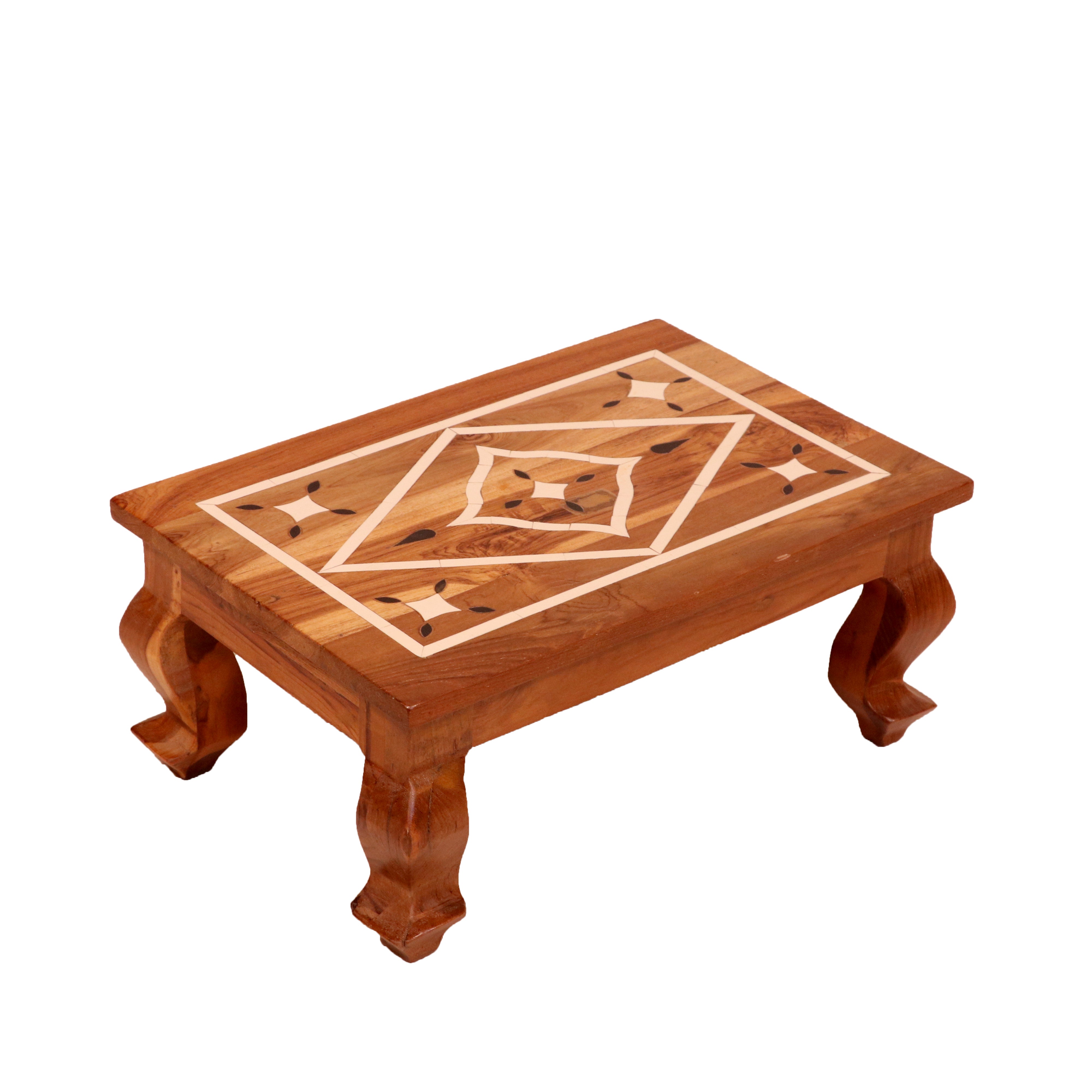 Ethnic Cross Rustic Inlay Wooden Handmade Bajot for Home Bajot