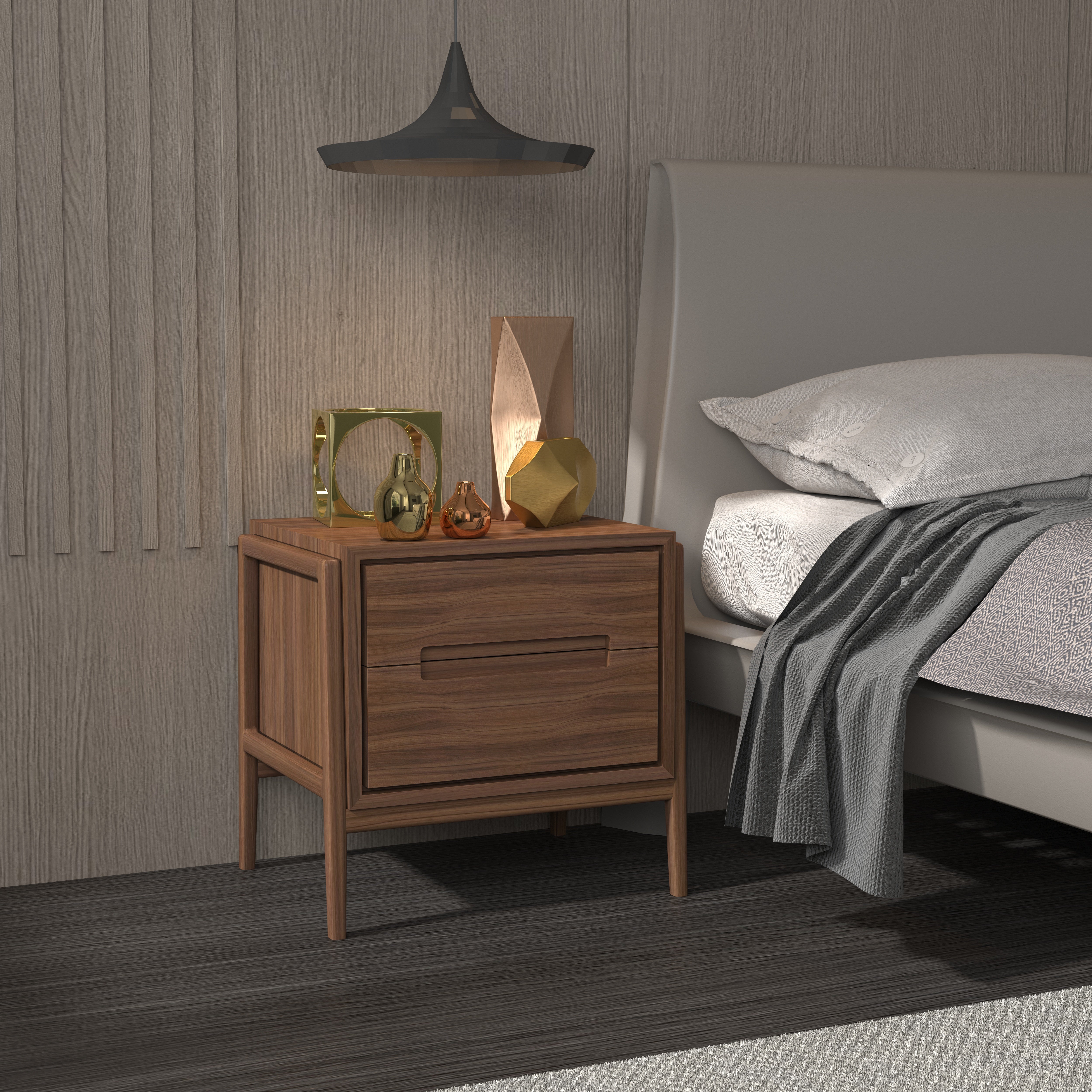 Modern Floating Bedside Table with Single Drawer and Open Shelf Bedside